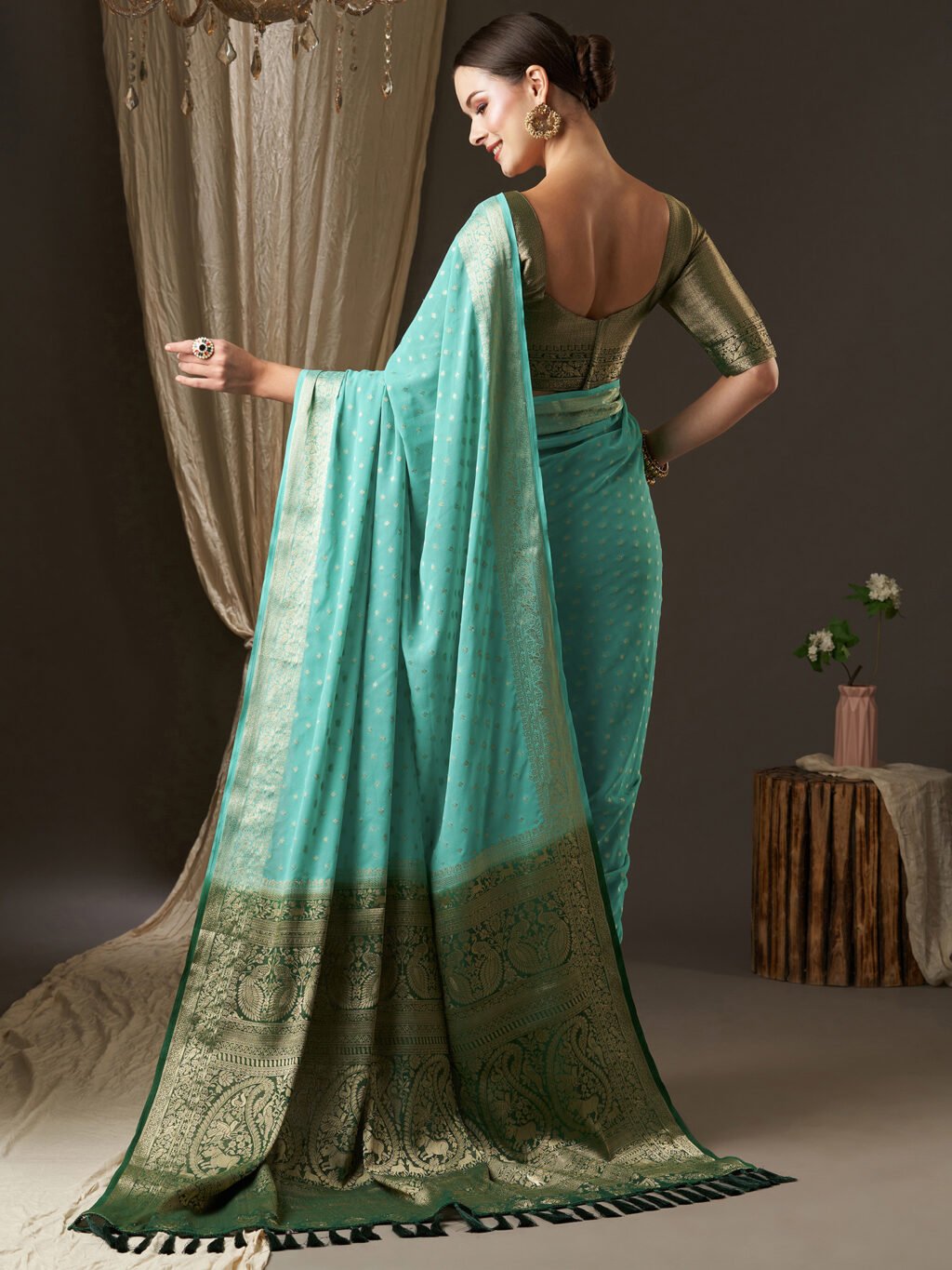 Blue Georgette Saree - Image 3