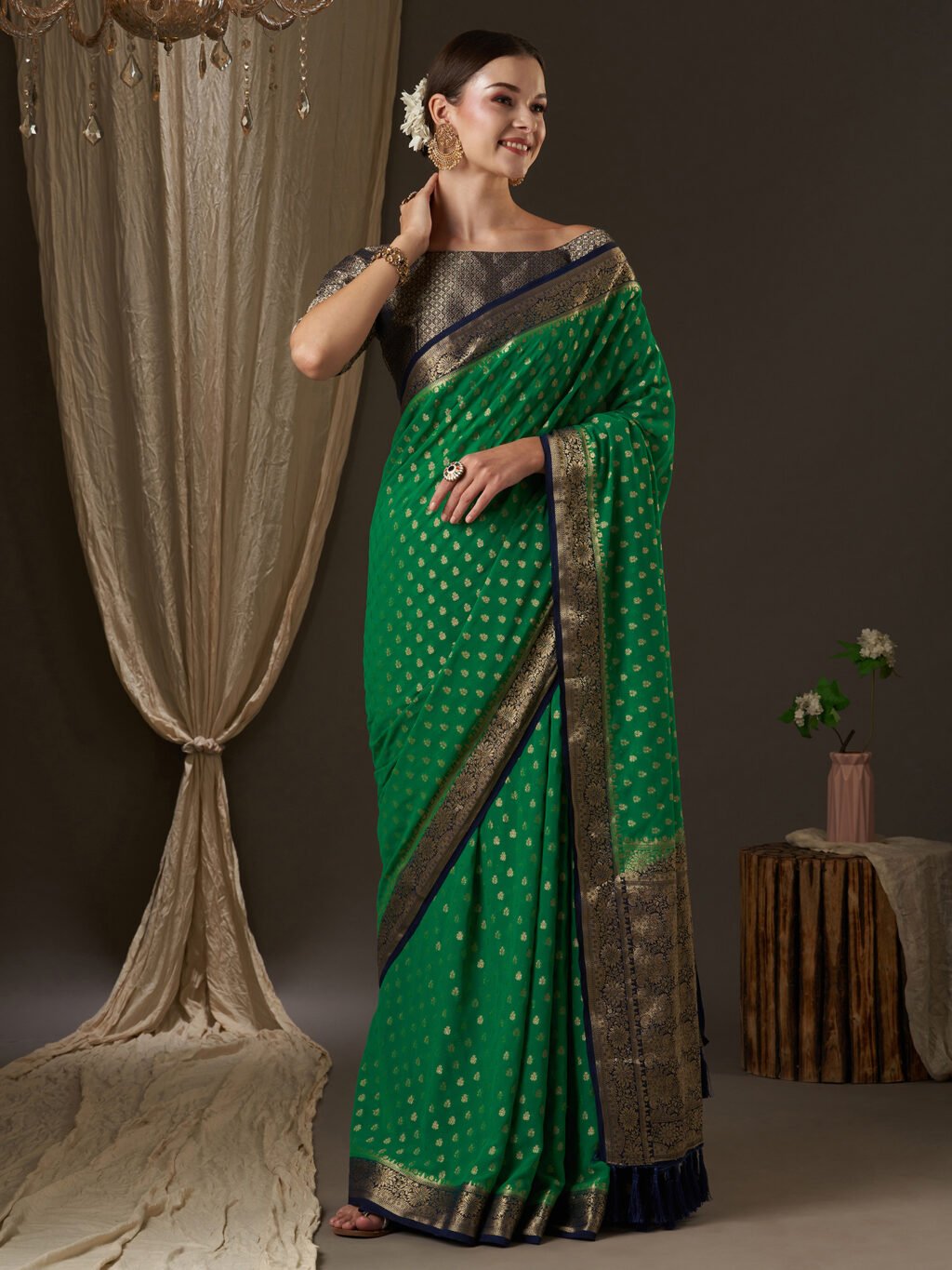 Image of Green Georgette Saree