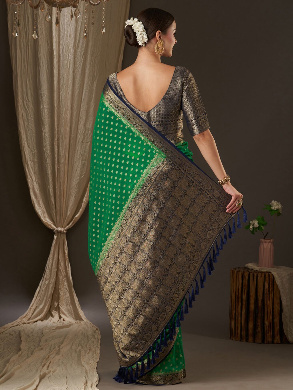 Green Georgette Saree - Image 3