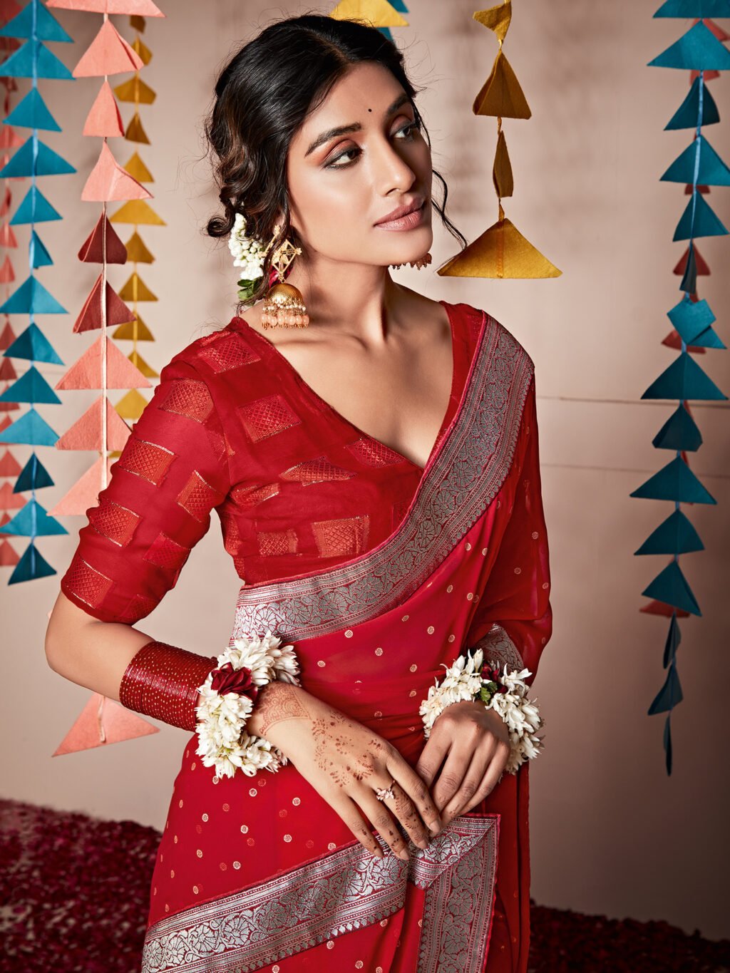 showcasing the beauty and craftsmanship of Party Wear Saree.
