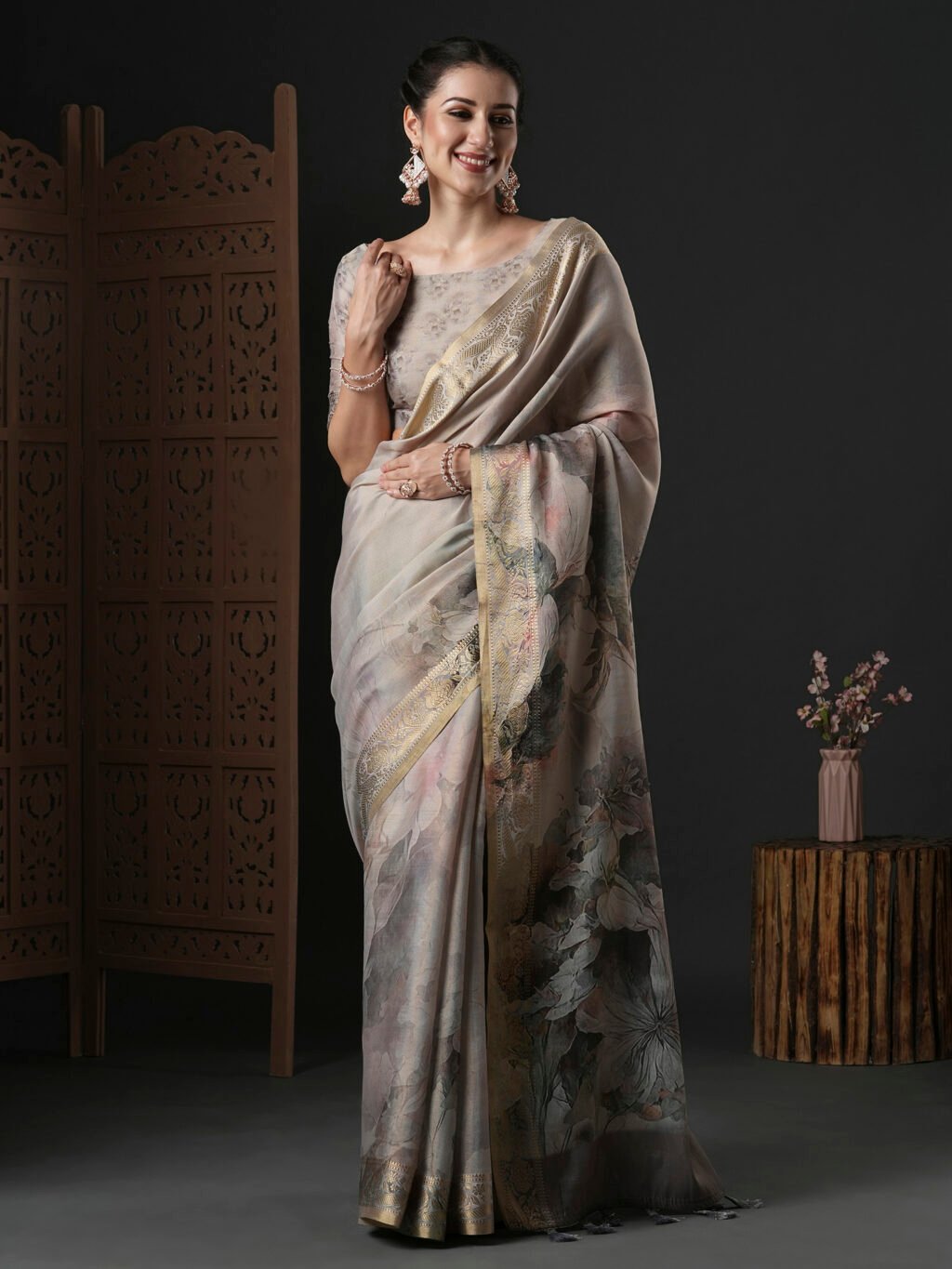 Image of Metallic Silk Saree
