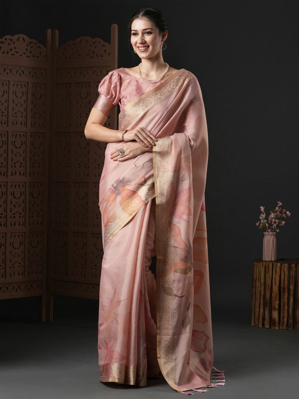 Image of Pink Silk Saree