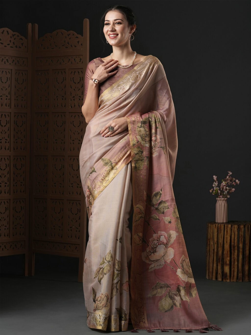 Image of Brown Silk Saree