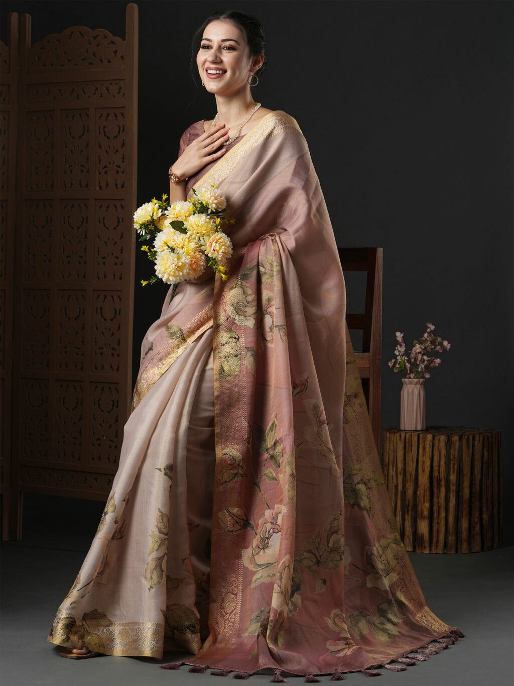 Brown Silk Saree - Image 3