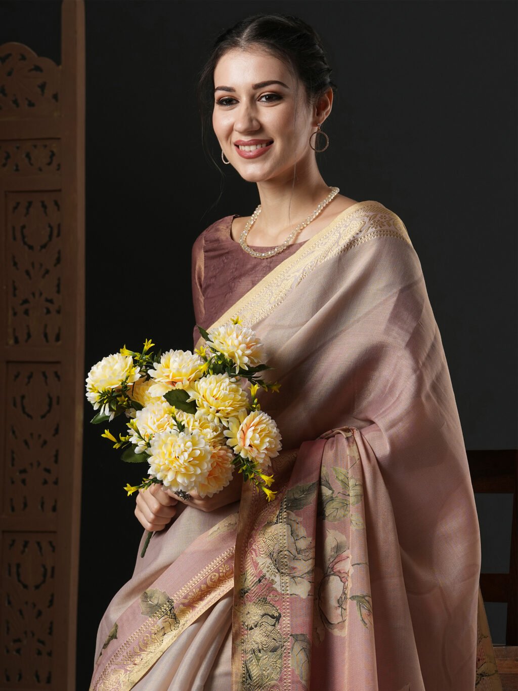 Brown Silk Saree - Image 4