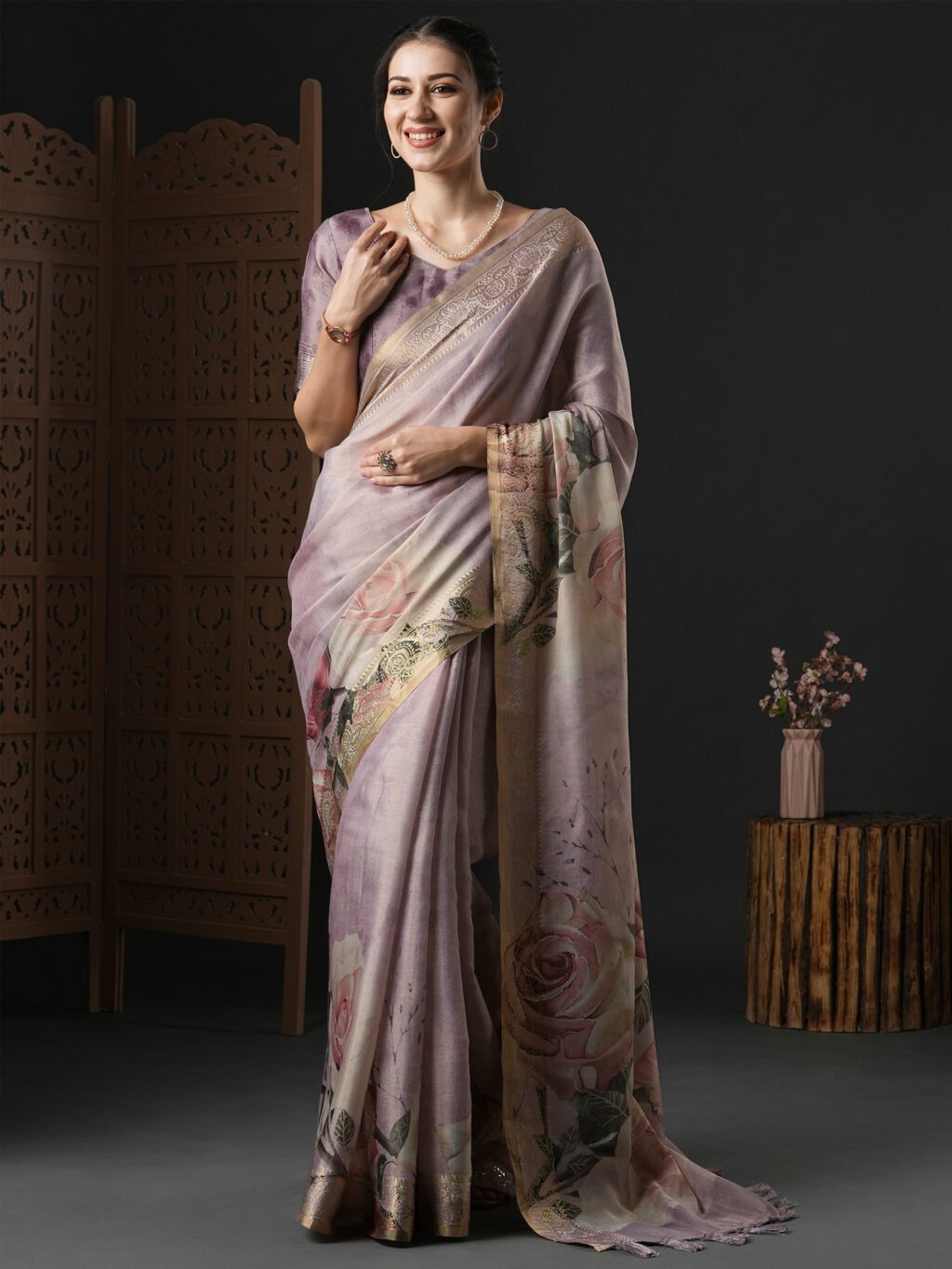 Image of Lavendar Silk Saree