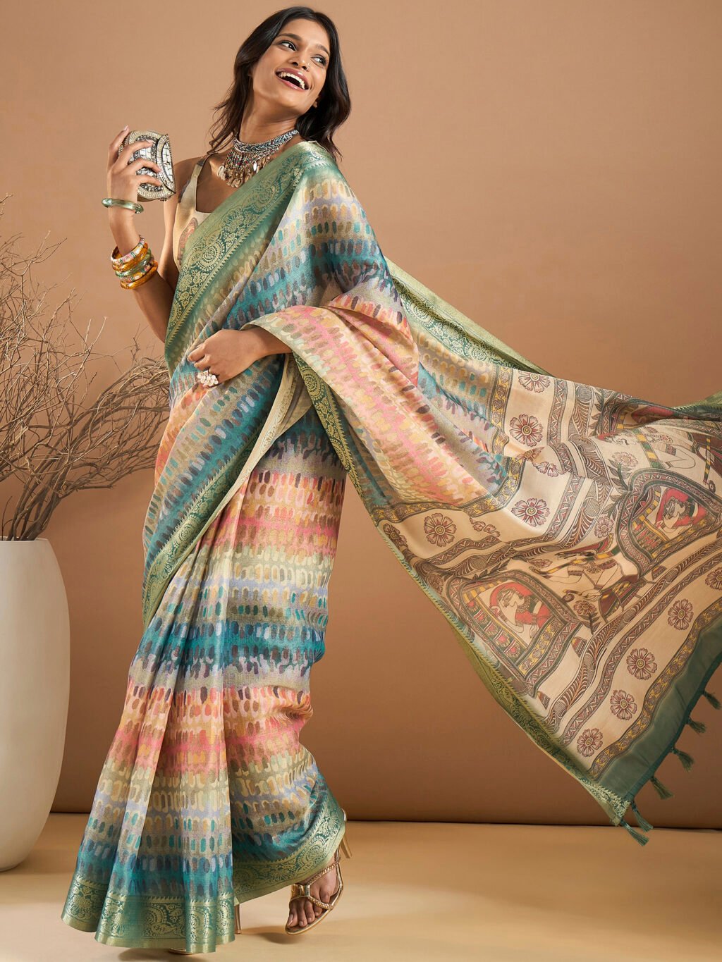 Multicolored Silk Saree - Image 3