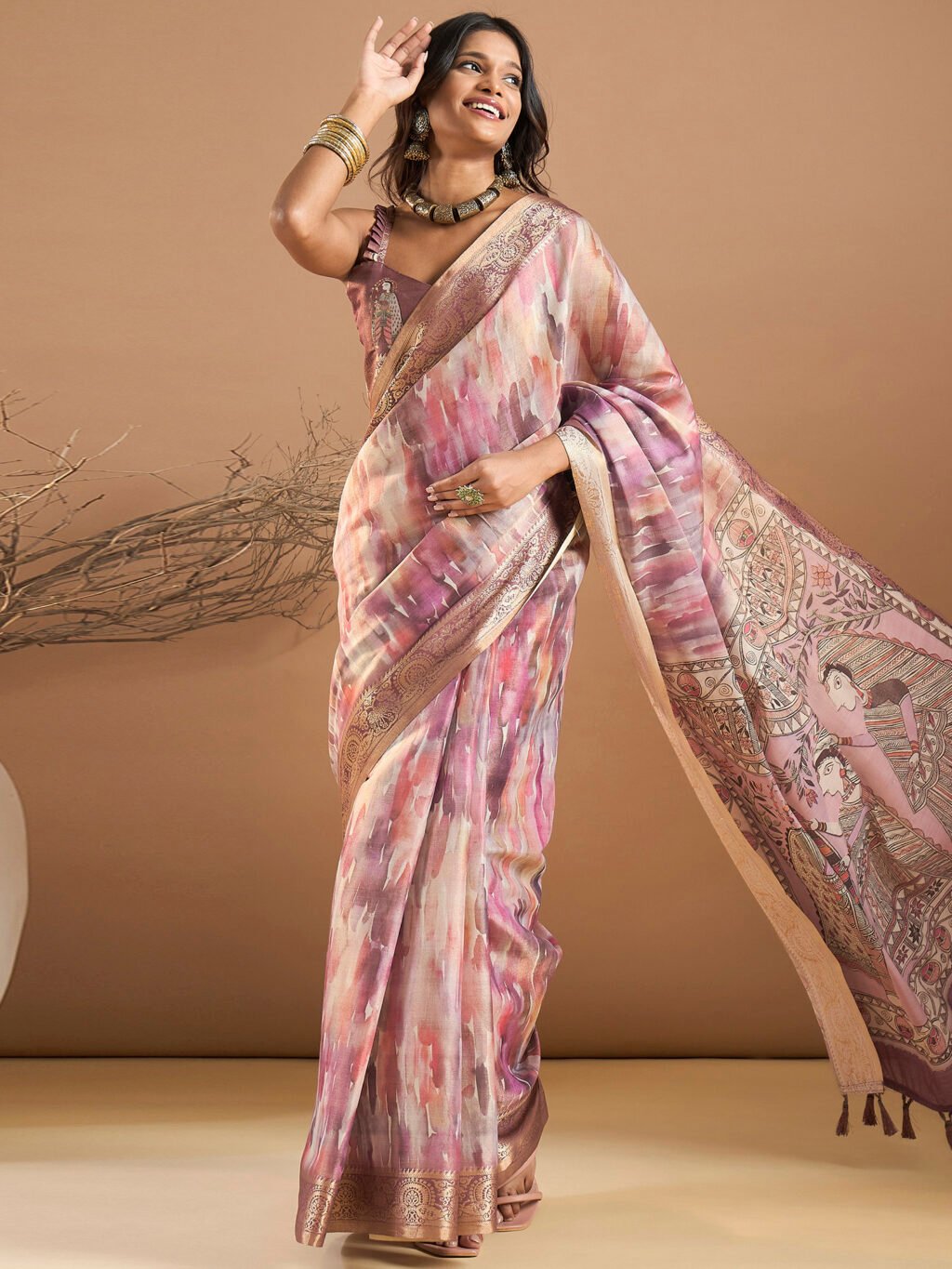 Image of Mauve Silk Saree