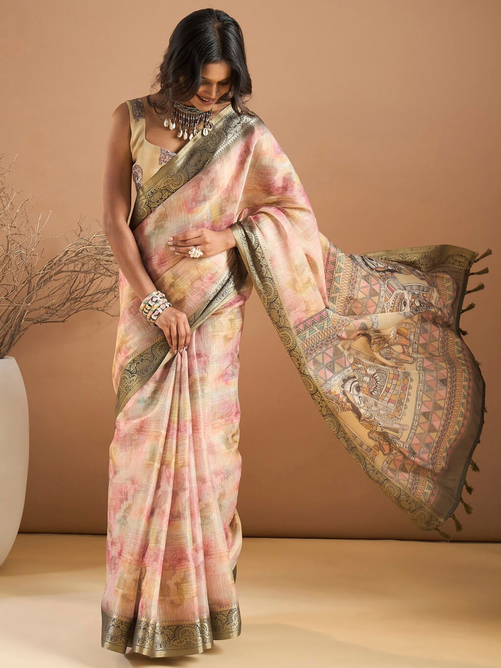 Image of Multicolored Silk Saree