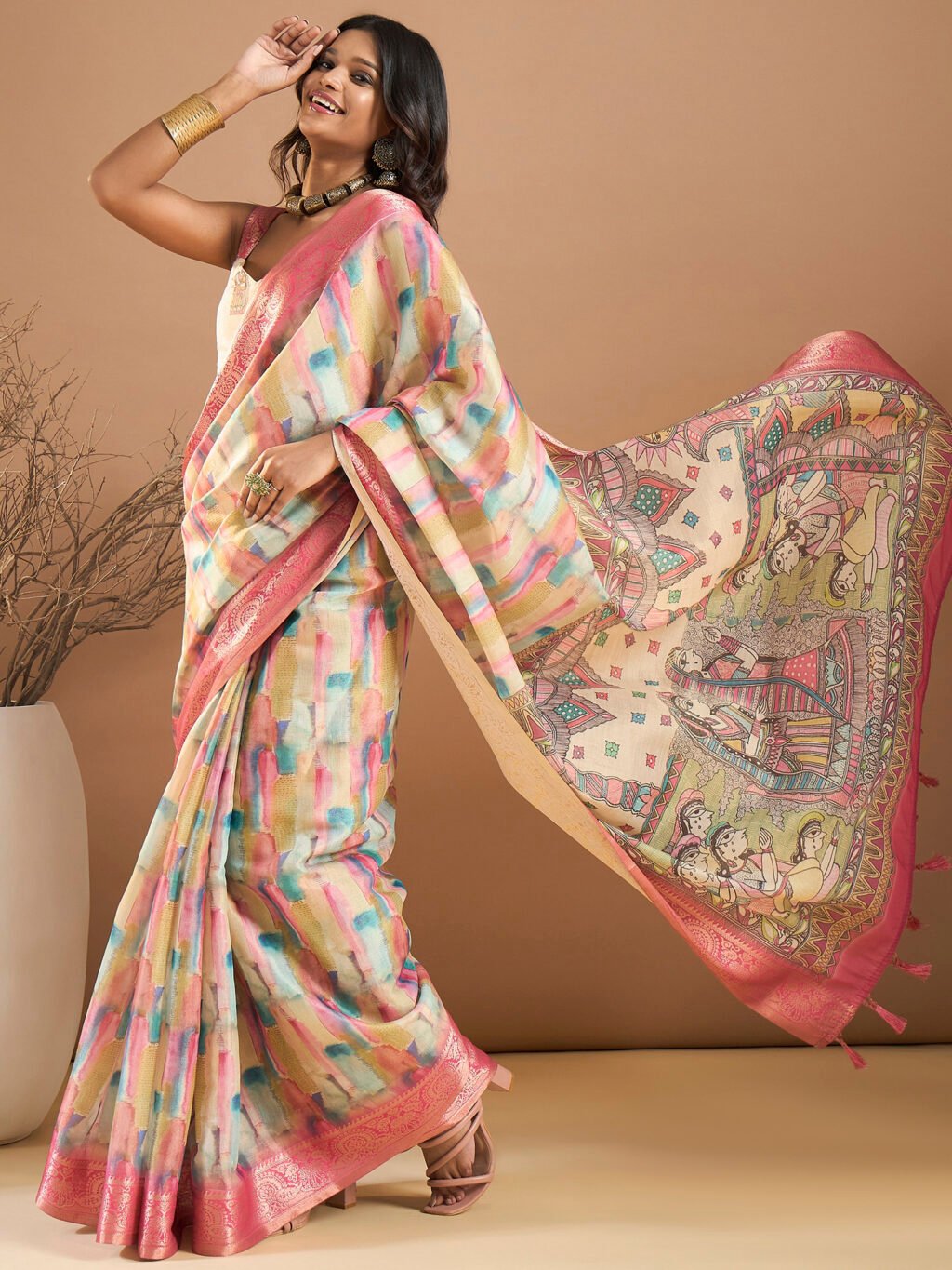 Multicolored Silk Saree - Image 3