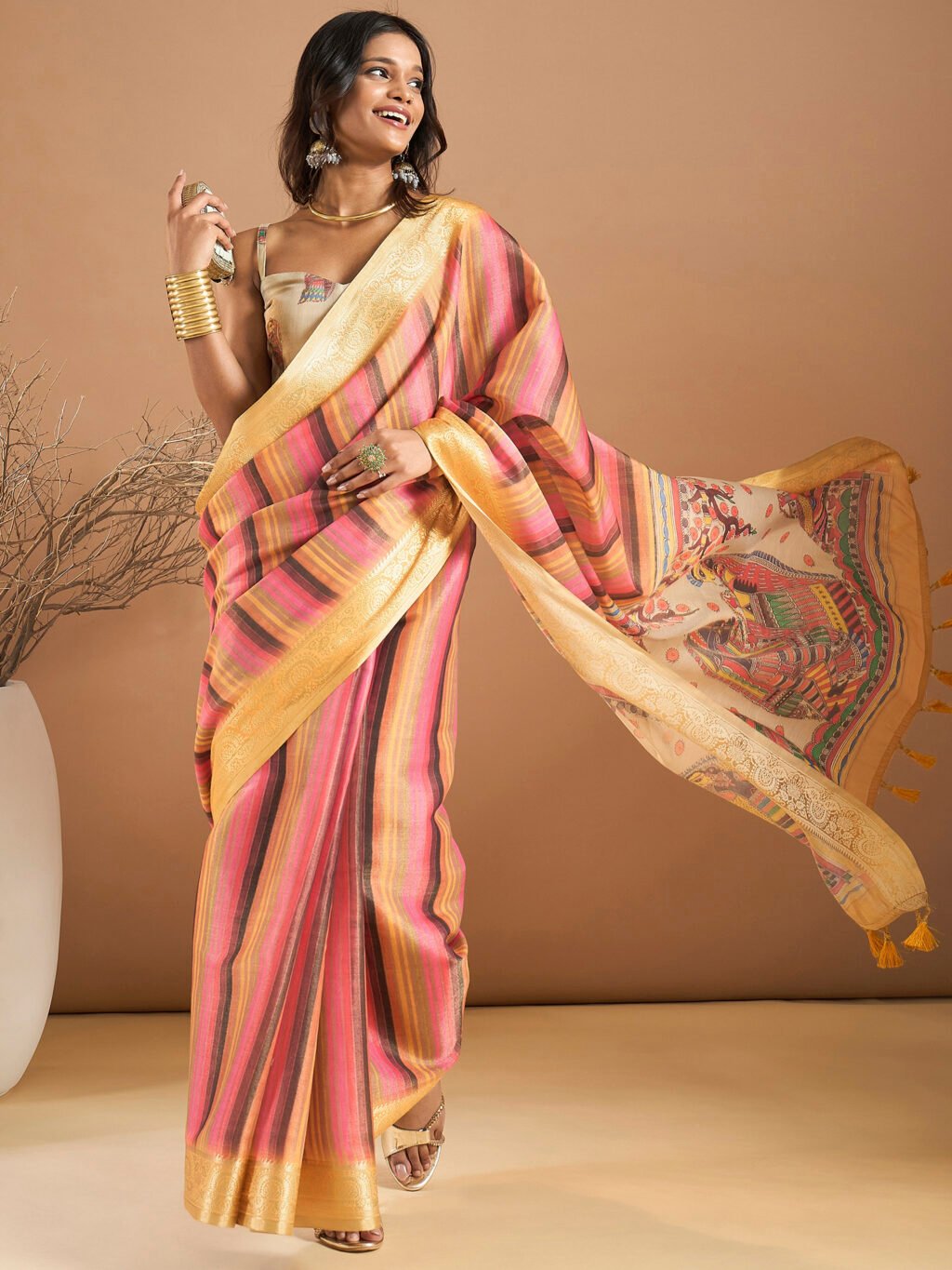 Image of Pink Silk Saree