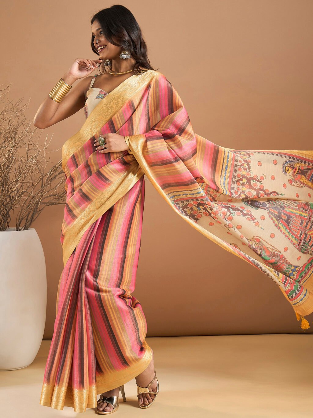Pink Silk Saree - Image 3