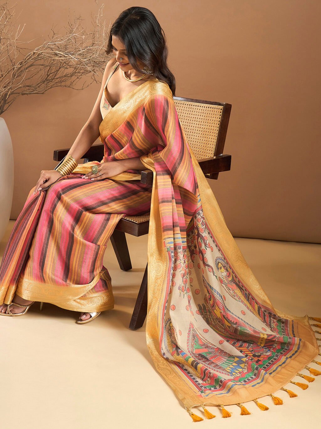 Pink Silk Saree - Image 4