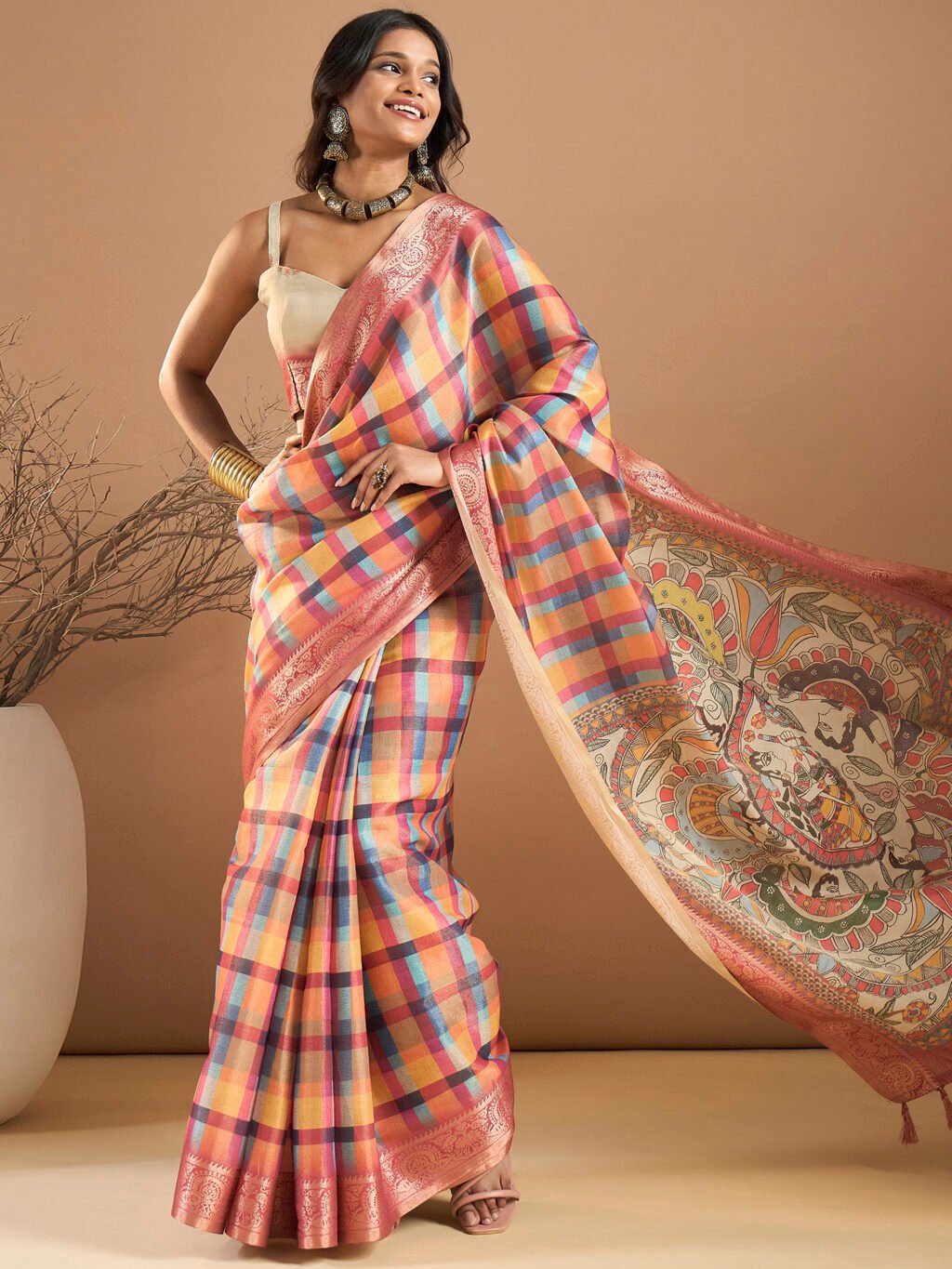 Image of Multicolored Silk Saree