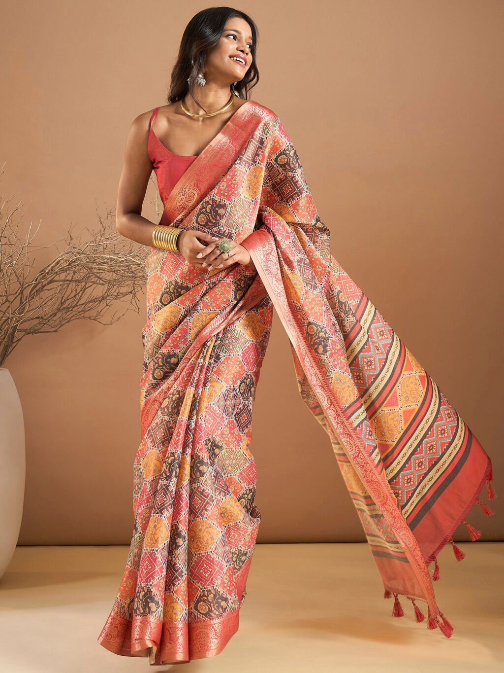 Image of Multicolored Silk Saree