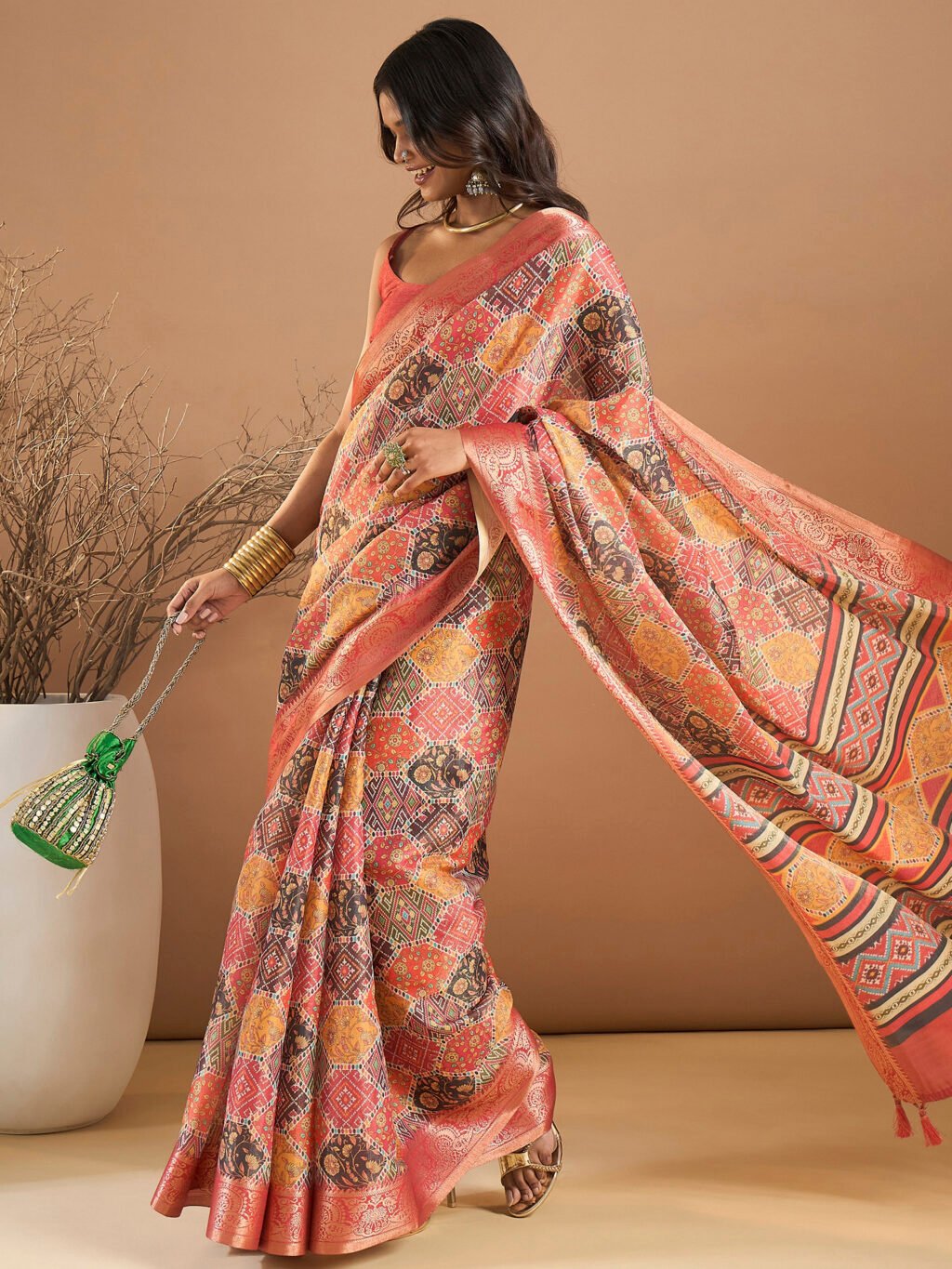 Multicolored Silk Saree - Image 3