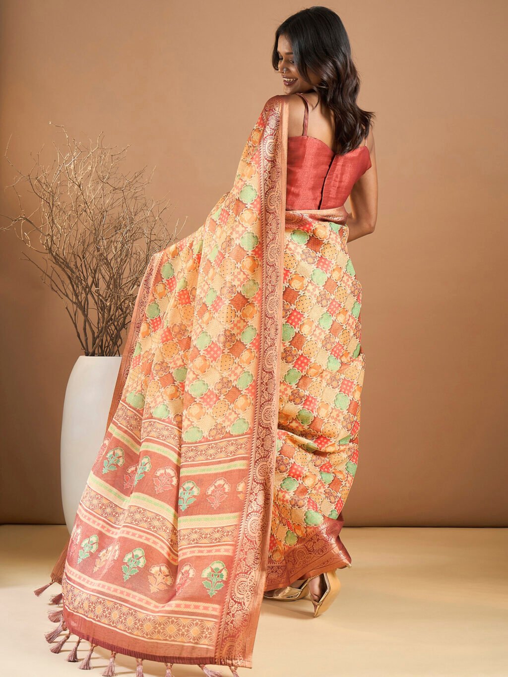 showcasing the beauty and craftsmanship of Party Wear Saree.