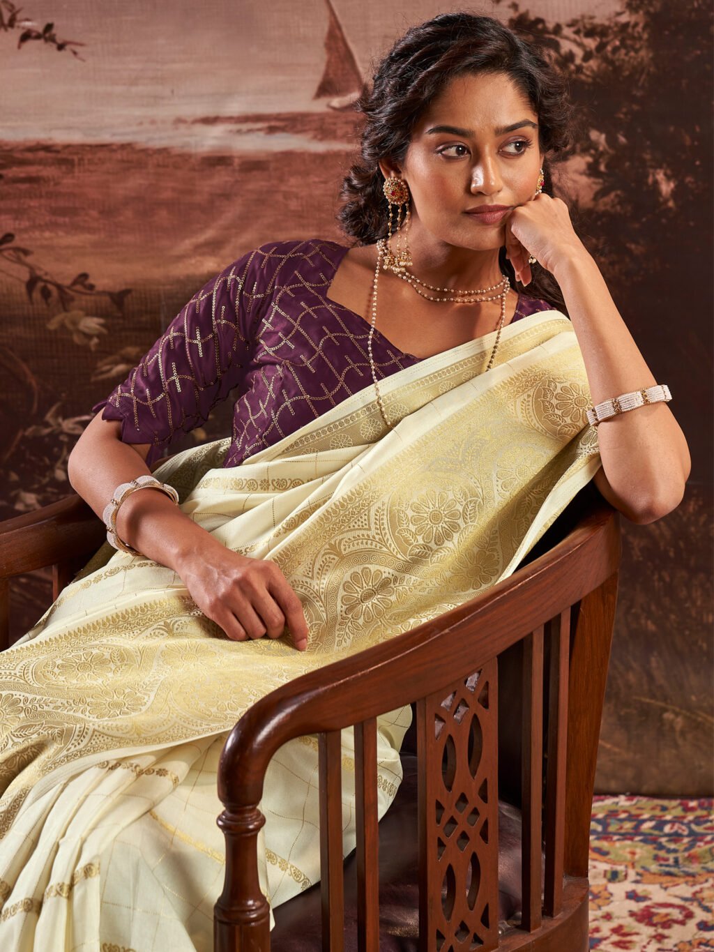 Yellow Silk Saree - Image 3