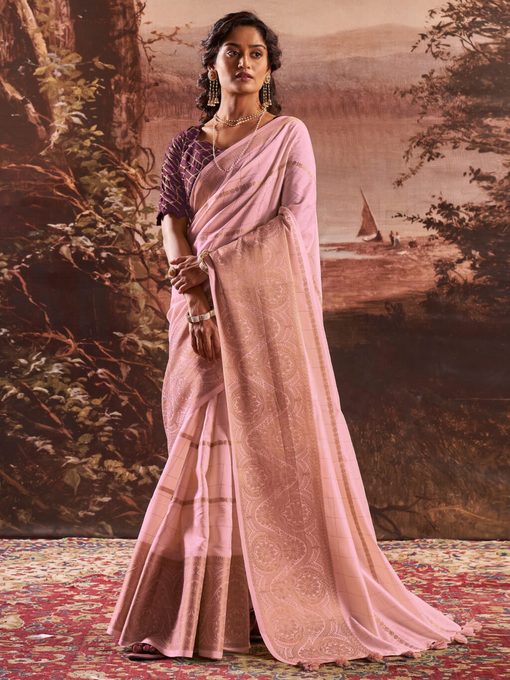 Image of Pink Silk Saree
