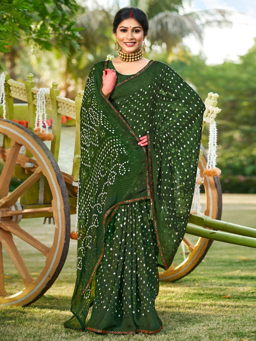 Image of Olive Georgette Saree