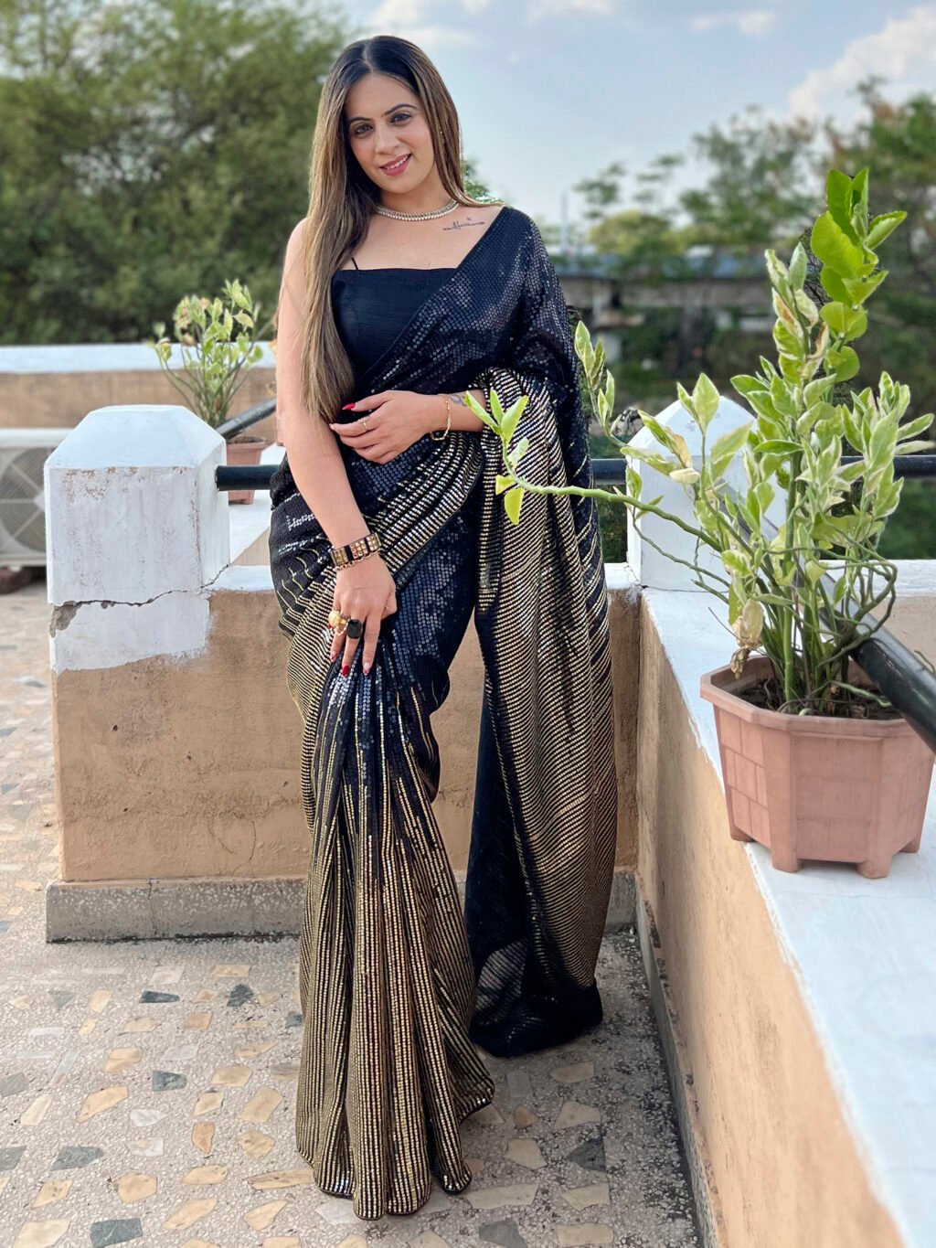 Image of Black Georgette Saree