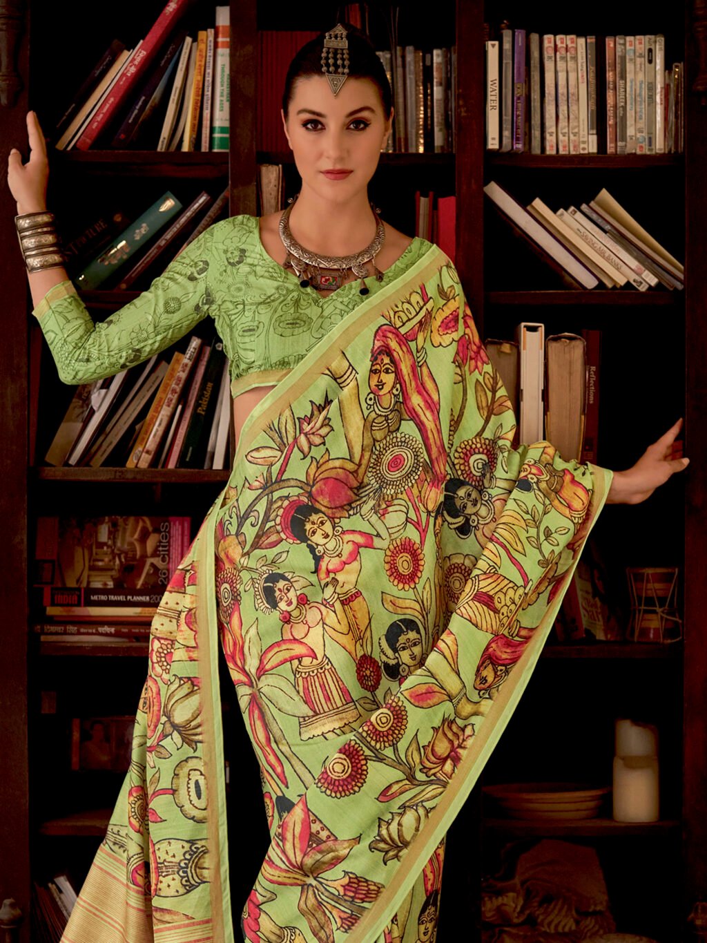 Light Green Silk Saree - Image 3