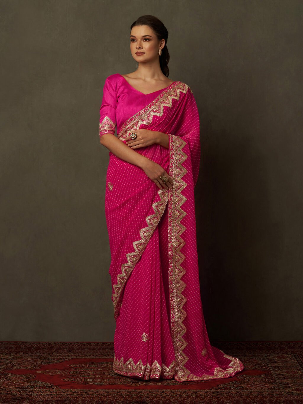 Image of Pink Georgette Saree