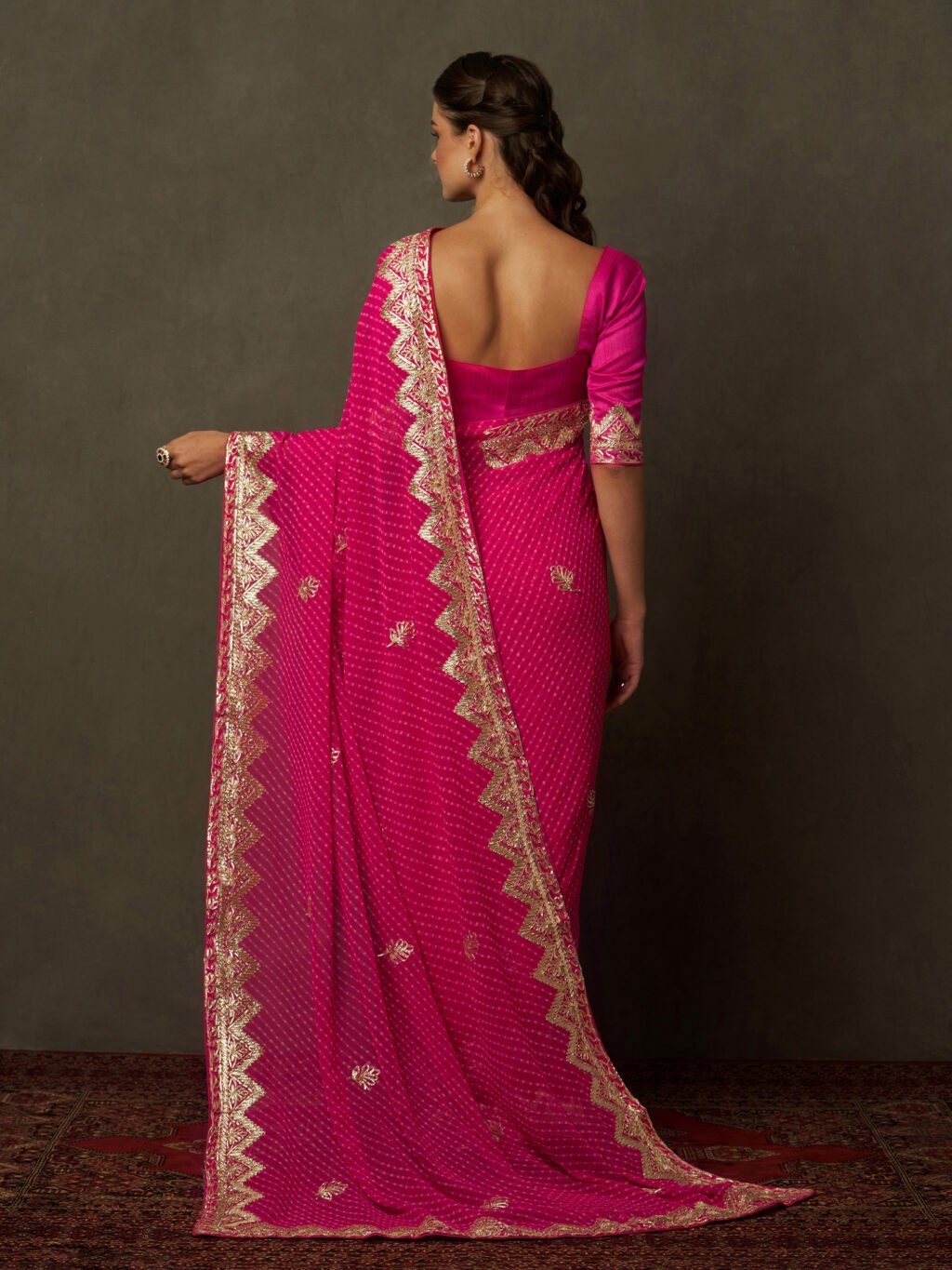 Pink Georgette Saree - Image 3