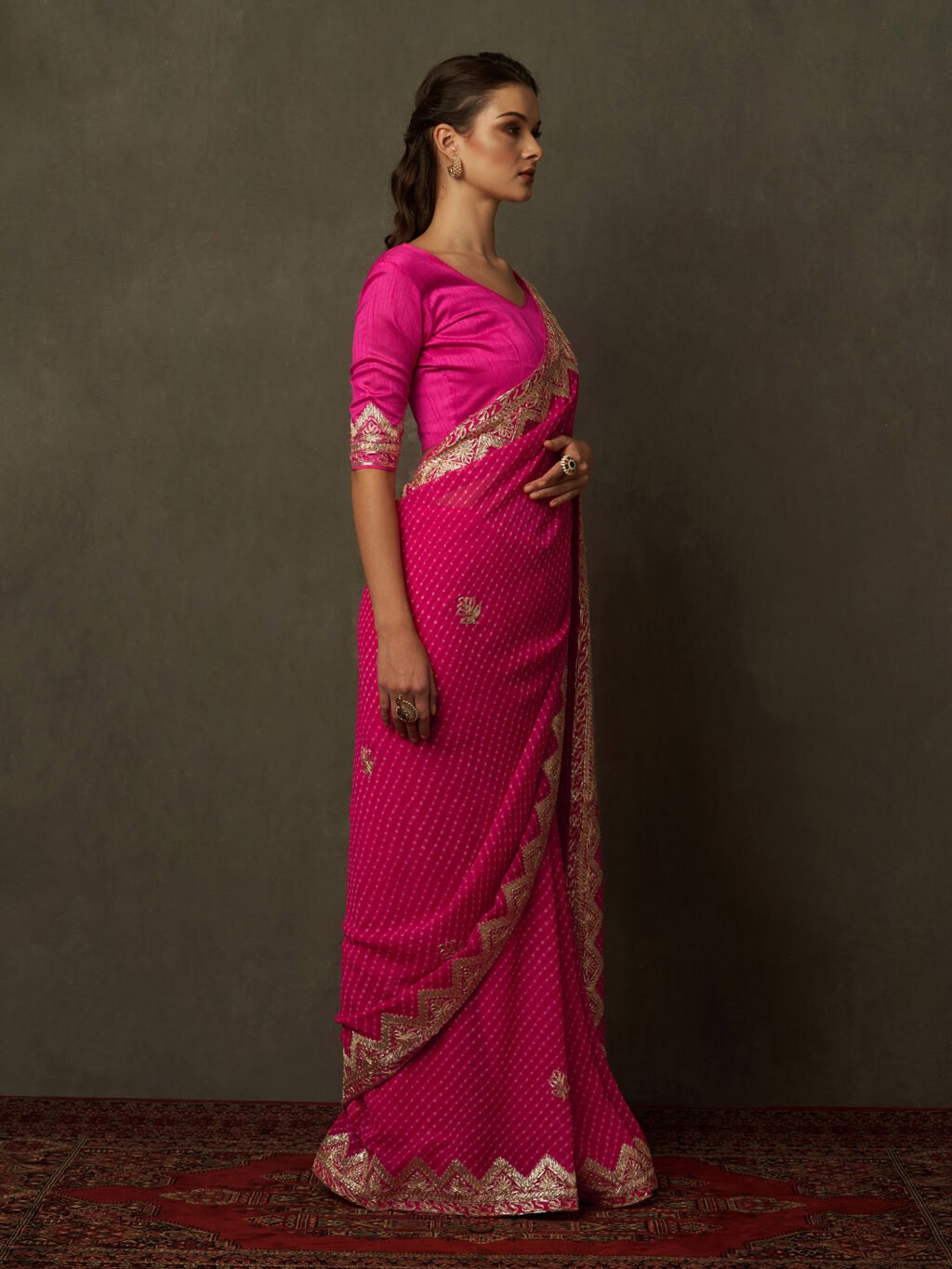 Pink Georgette Saree - Image 4