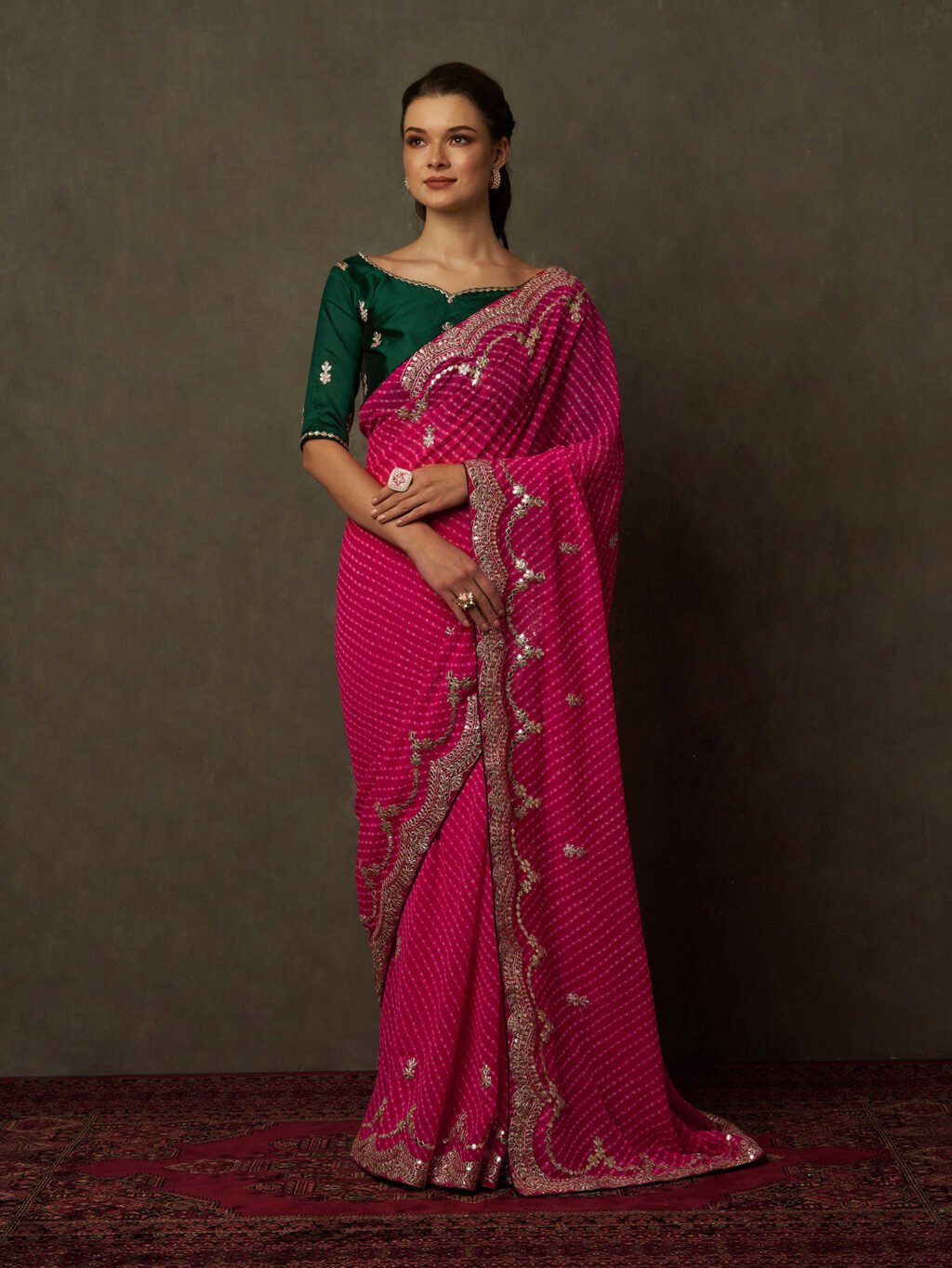 Image of Pink Georgette Saree