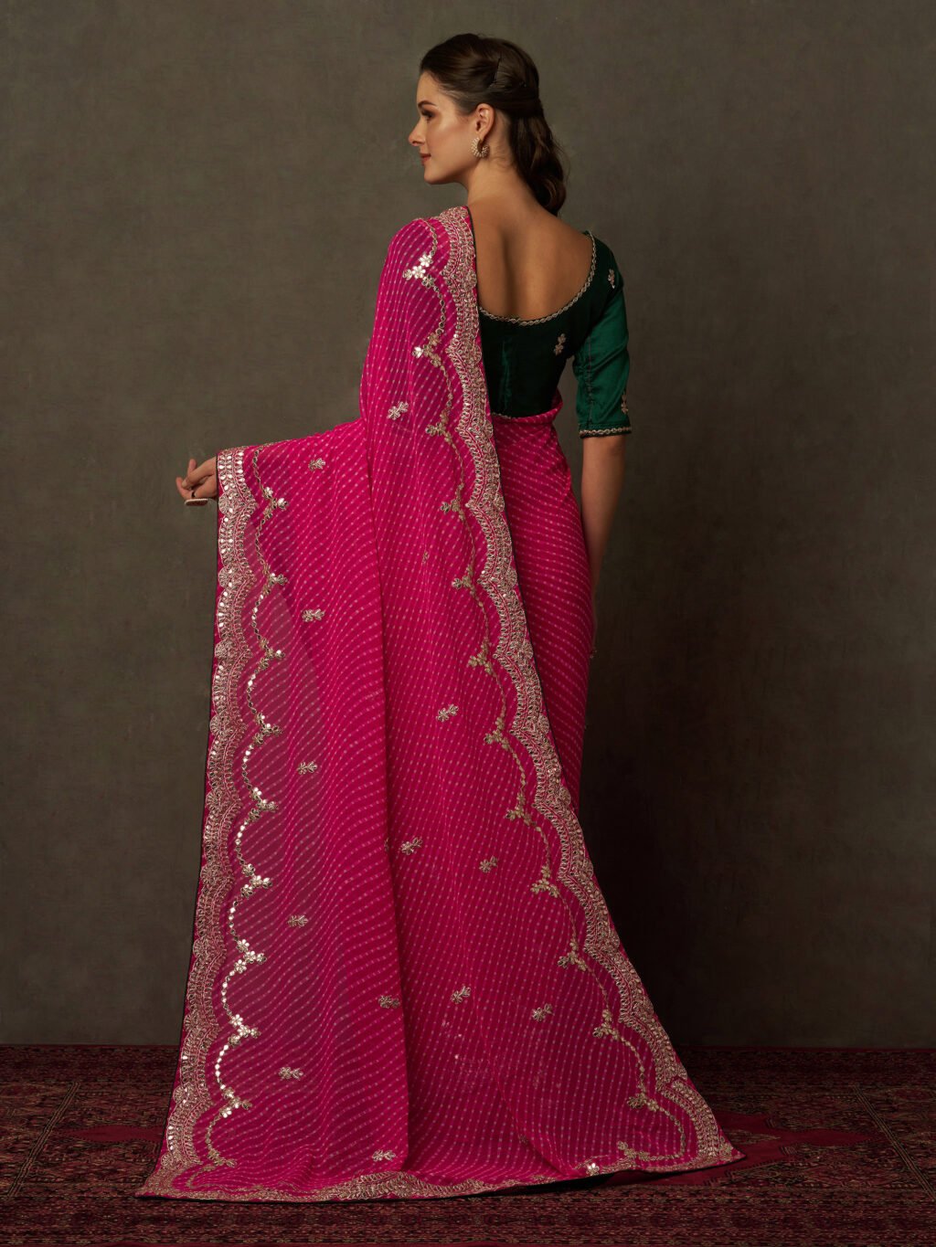 Pink Georgette Saree - Image 3