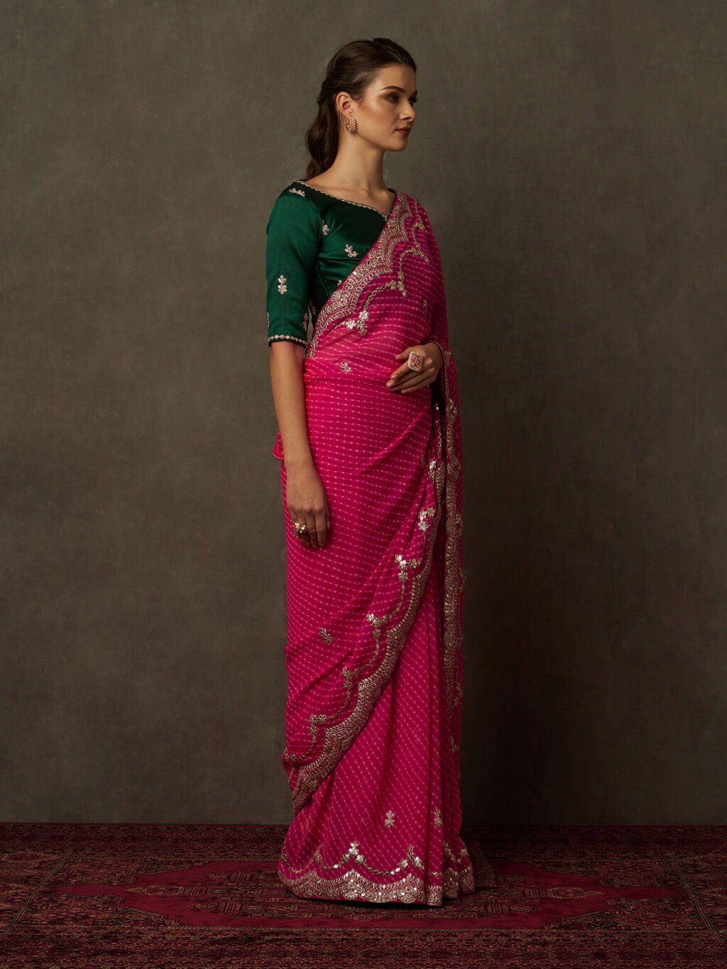 Pink Georgette Saree - Image 4