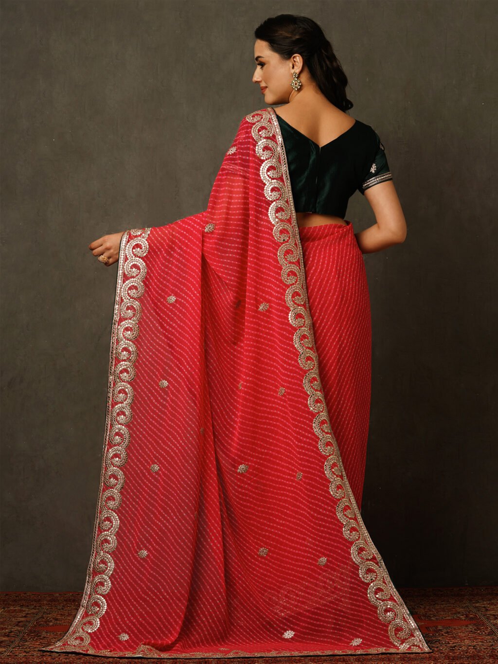 showcasing the beauty and craftsmanship of Party Wear Saree.