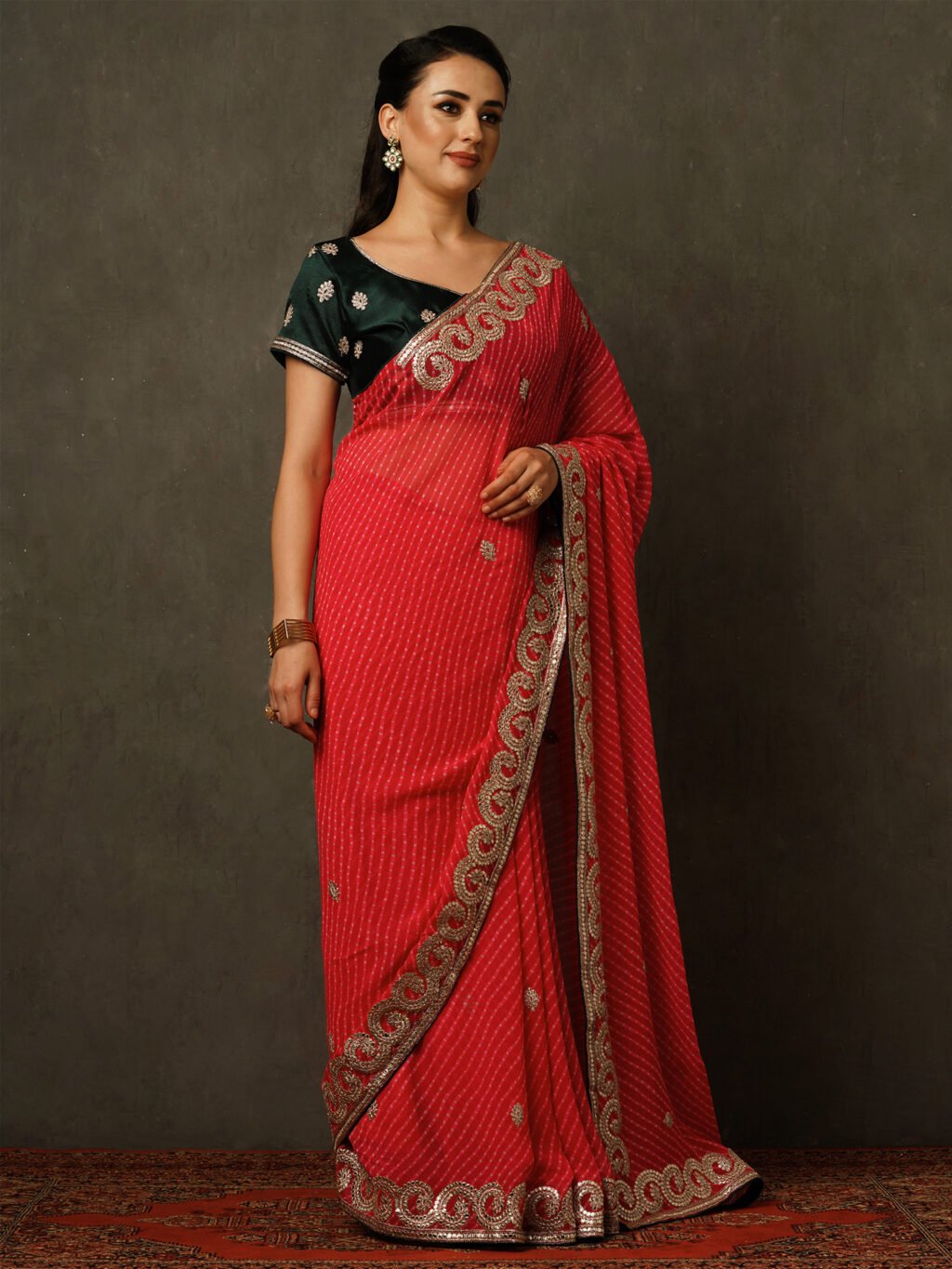 Stylish Pink Partywear Georgette Saree - Image 3