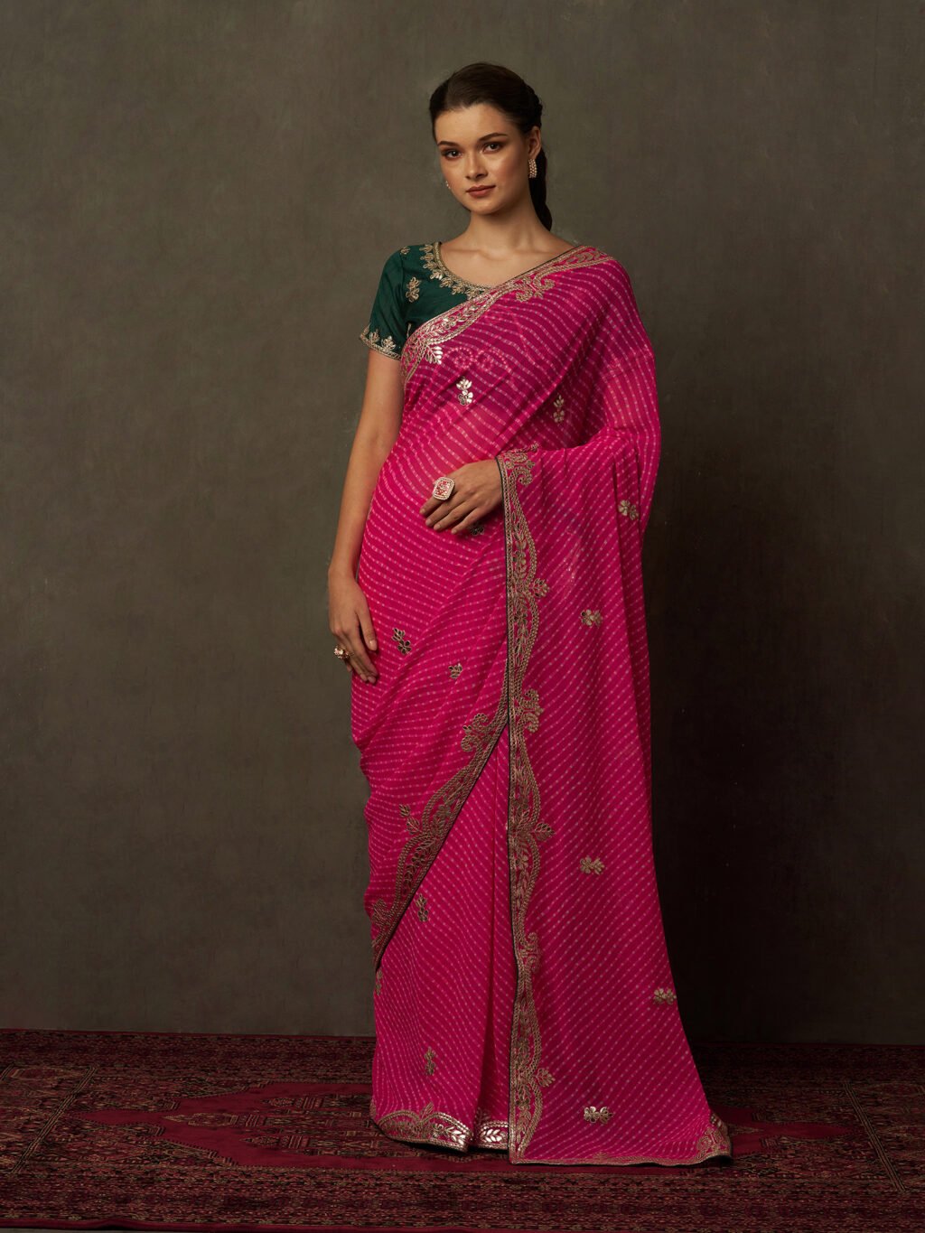 Image of Pink Georgette Saree