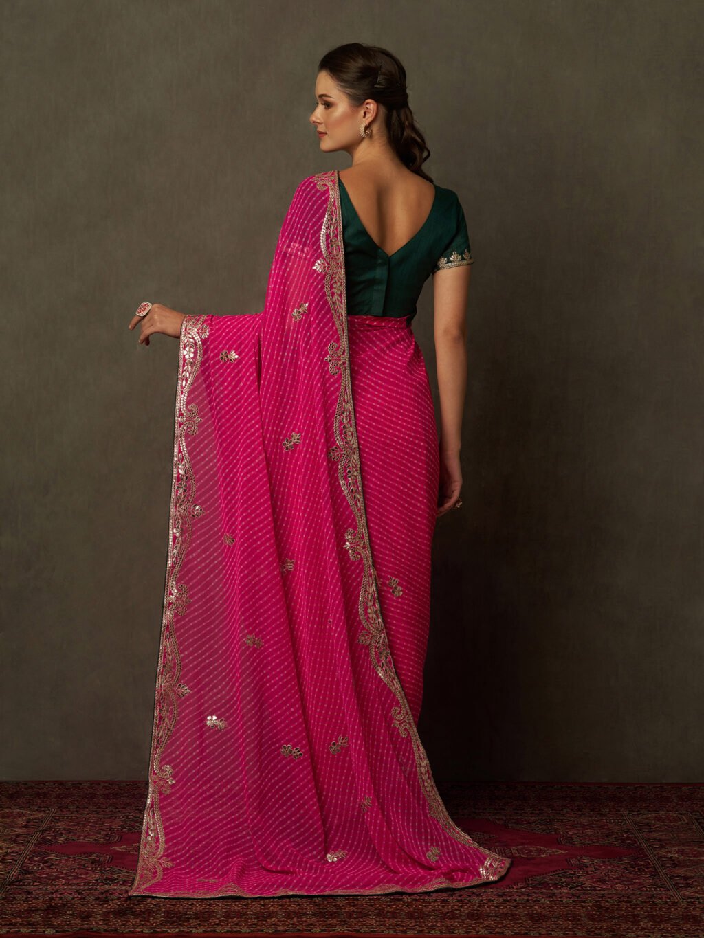 Pink Georgette Saree - Image 3
