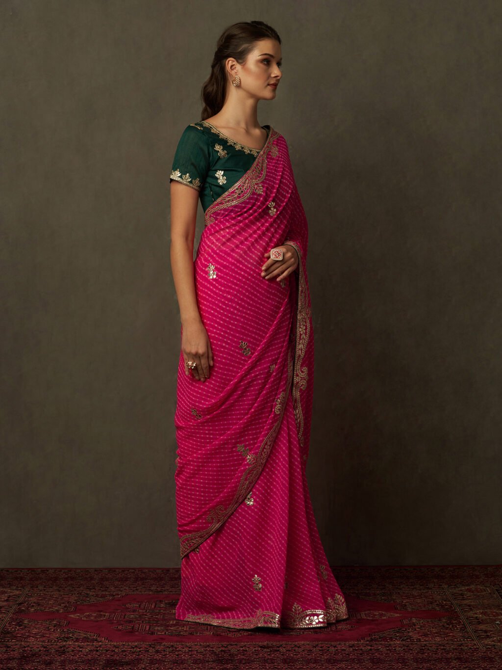 Pink Georgette Saree - Image 4