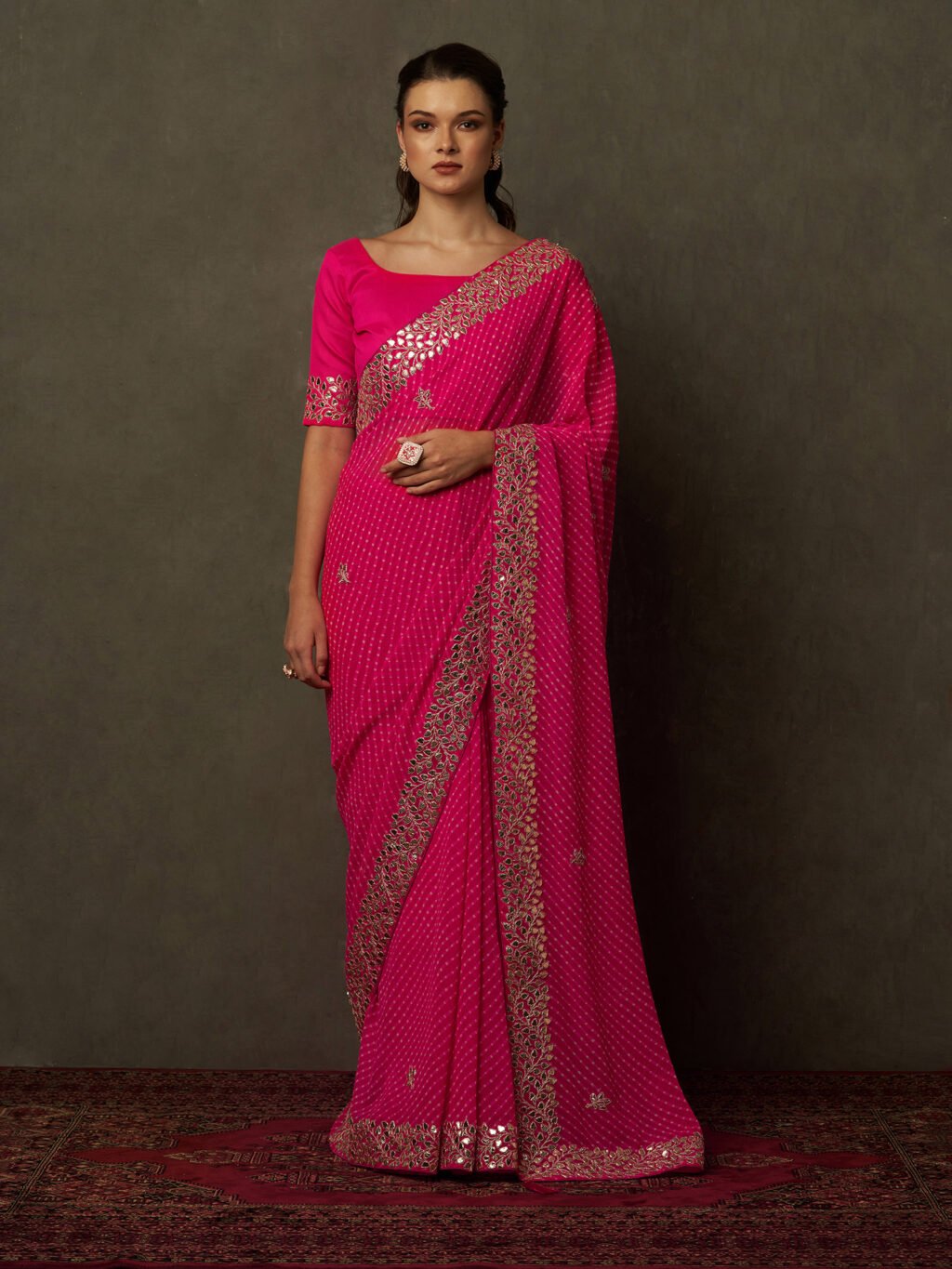 Image of Pink Georgette Saree