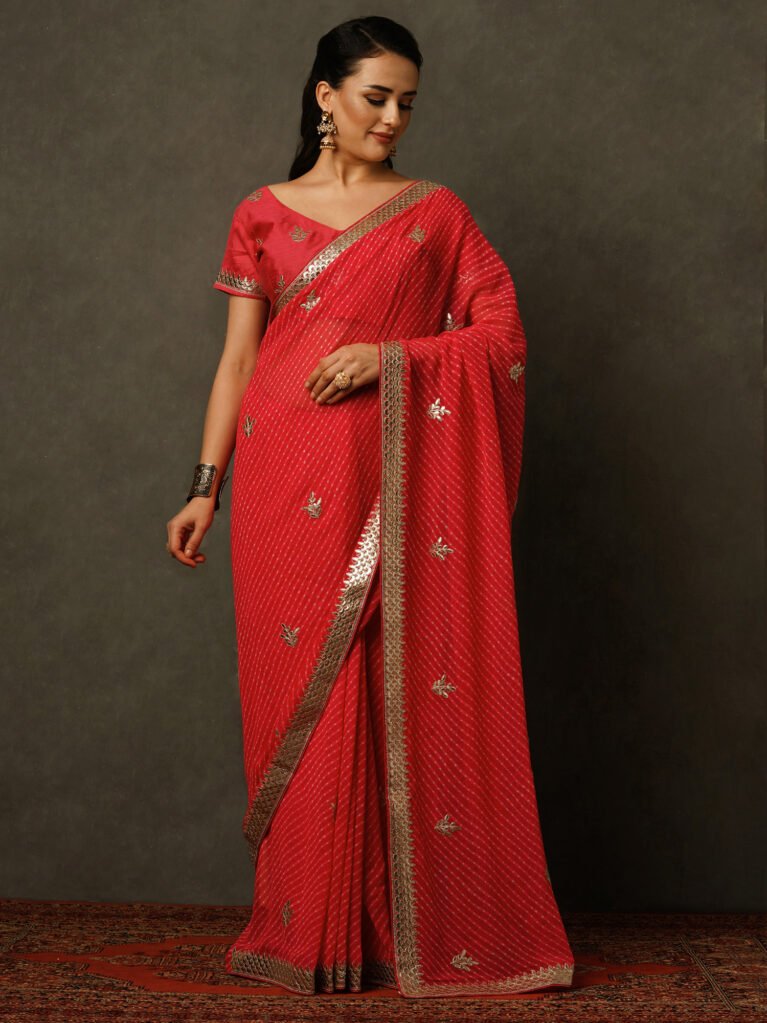 Image of Pink Georgette Saree