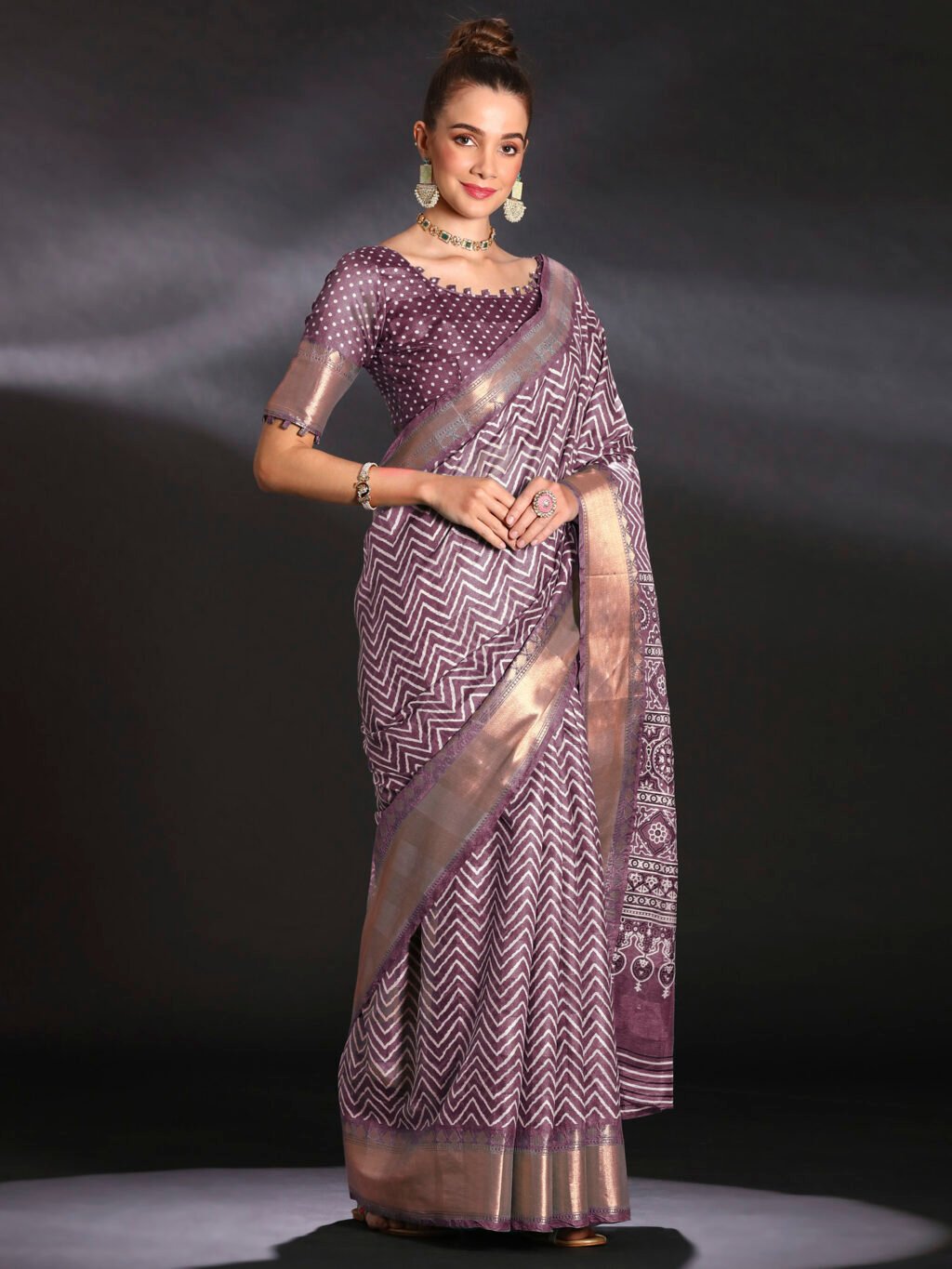 Mauve Silk Saree - Image 3