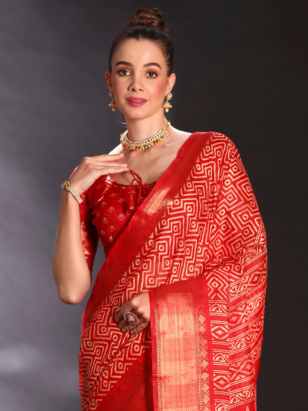 Red Silk Saree - Image 4