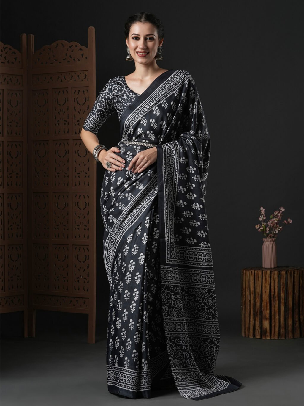 Image of Black Silk Saree