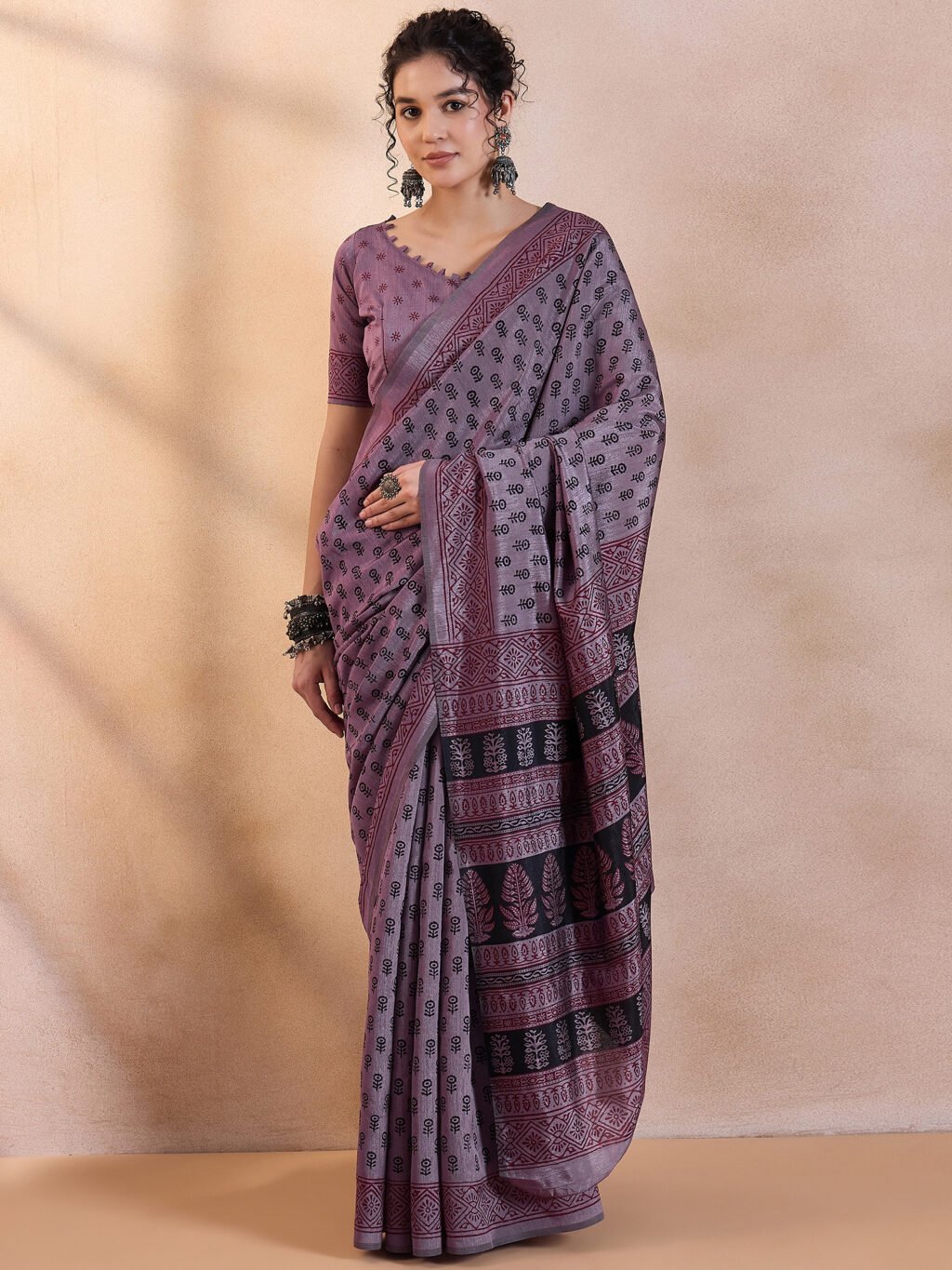 Image of Violet Silk Saree