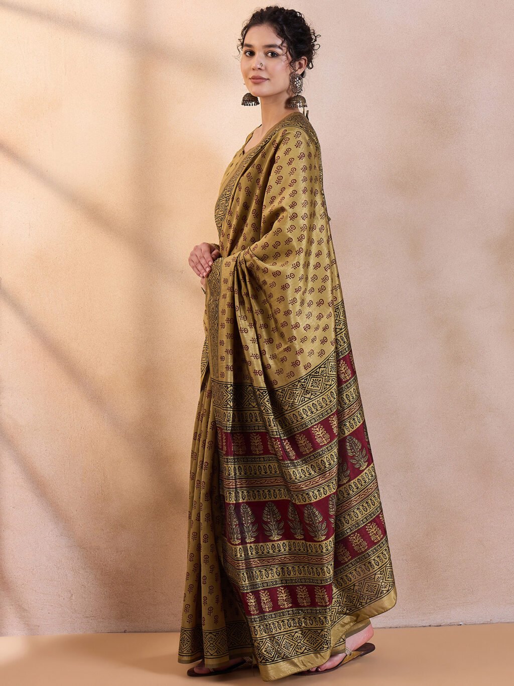 Beige Silk Saree - Image 3