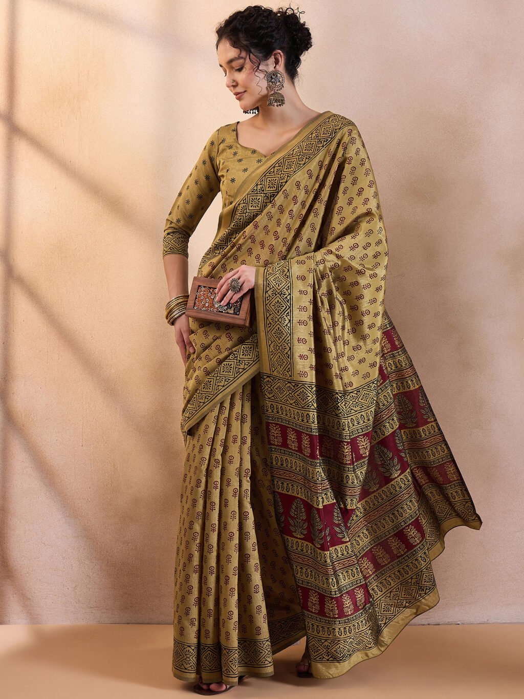 Beige Silk Saree - Image 4