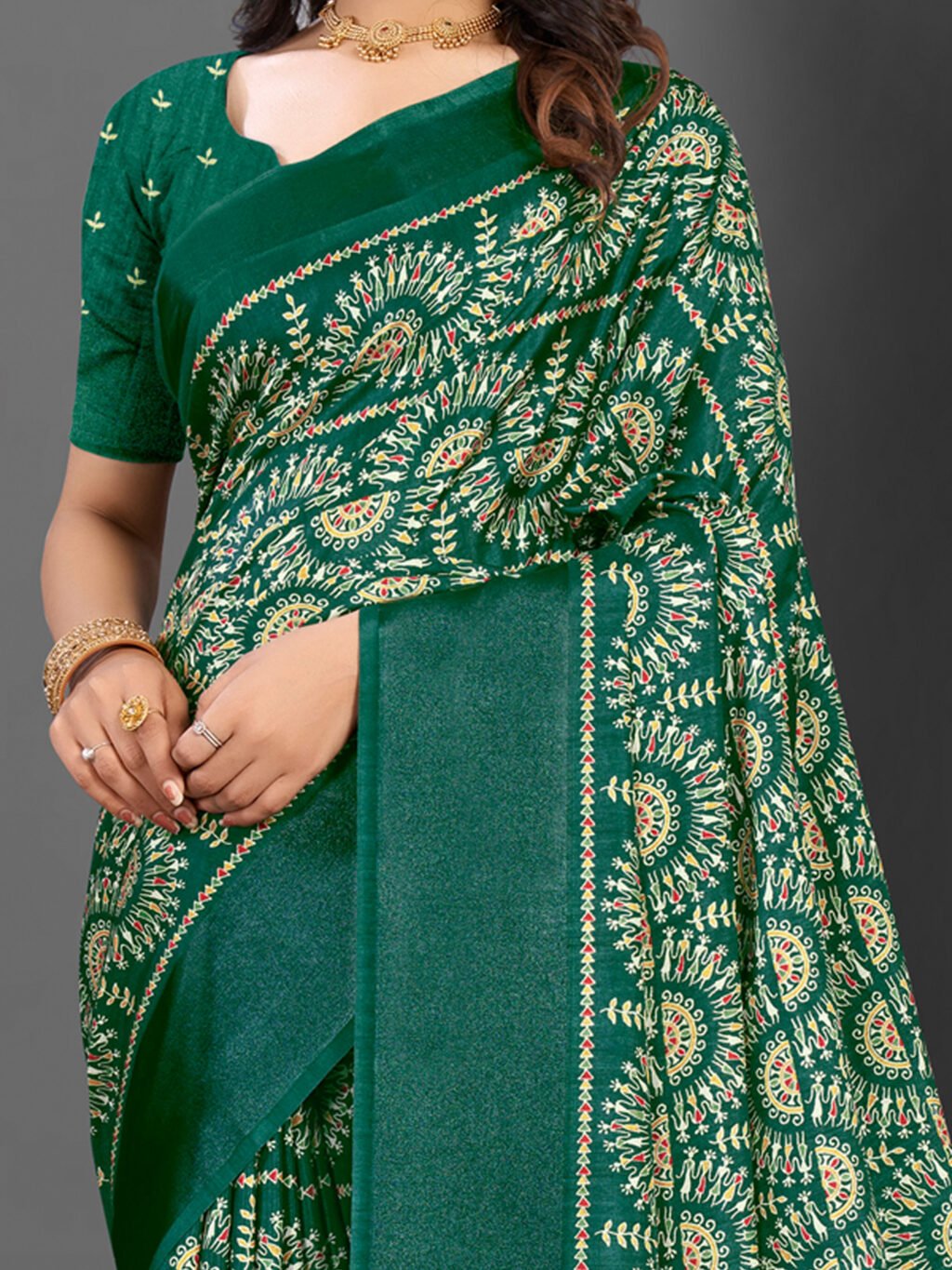 Green Silk Saree - Image 3