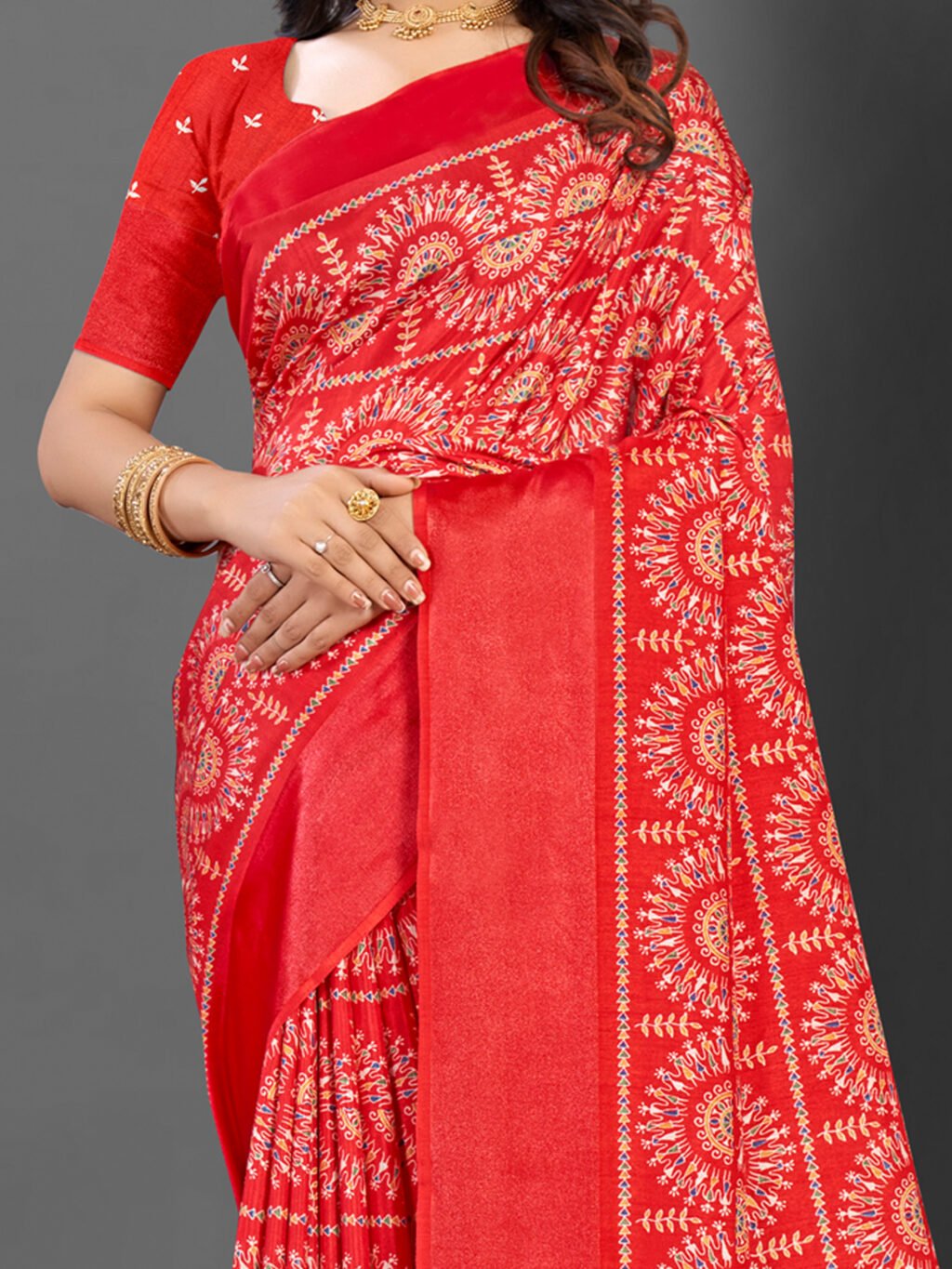 Red Silk Saree - Image 3