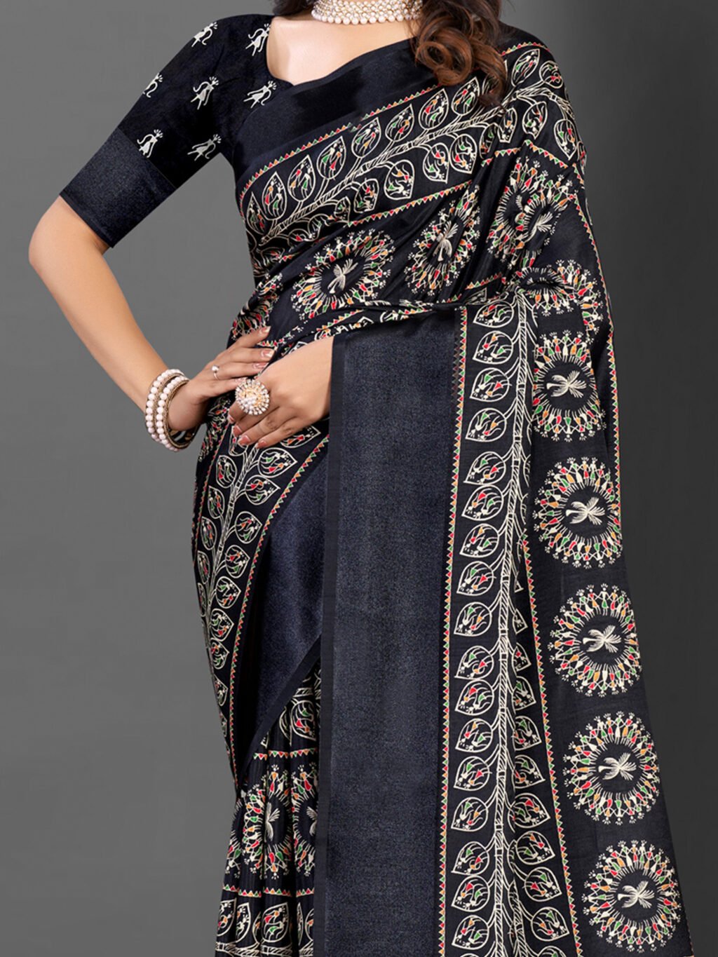 Black Silk Saree - Image 3