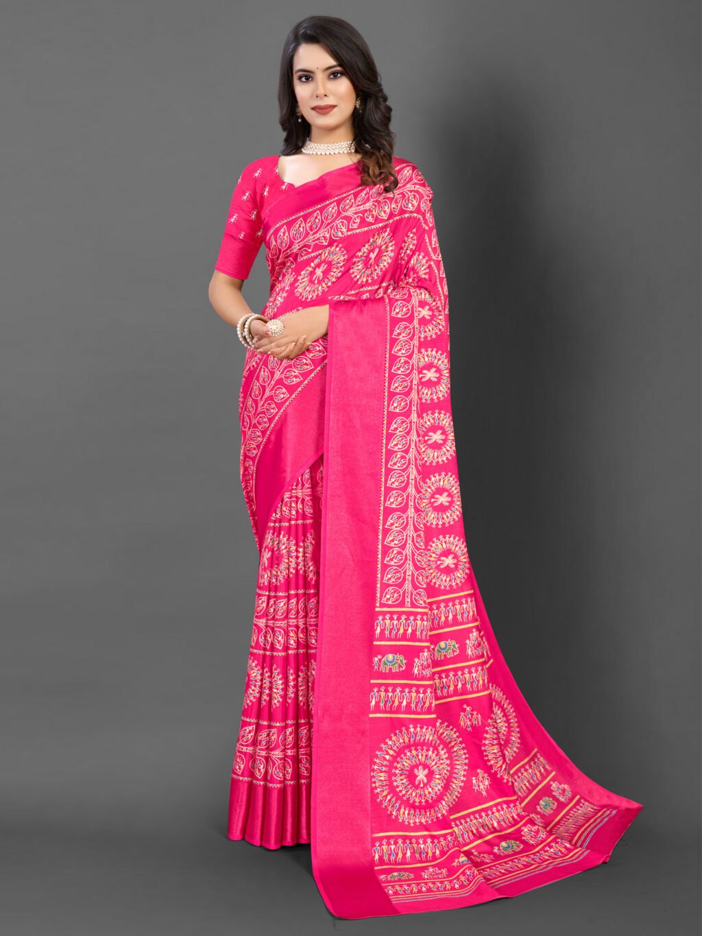 Image of Pink Silk Saree