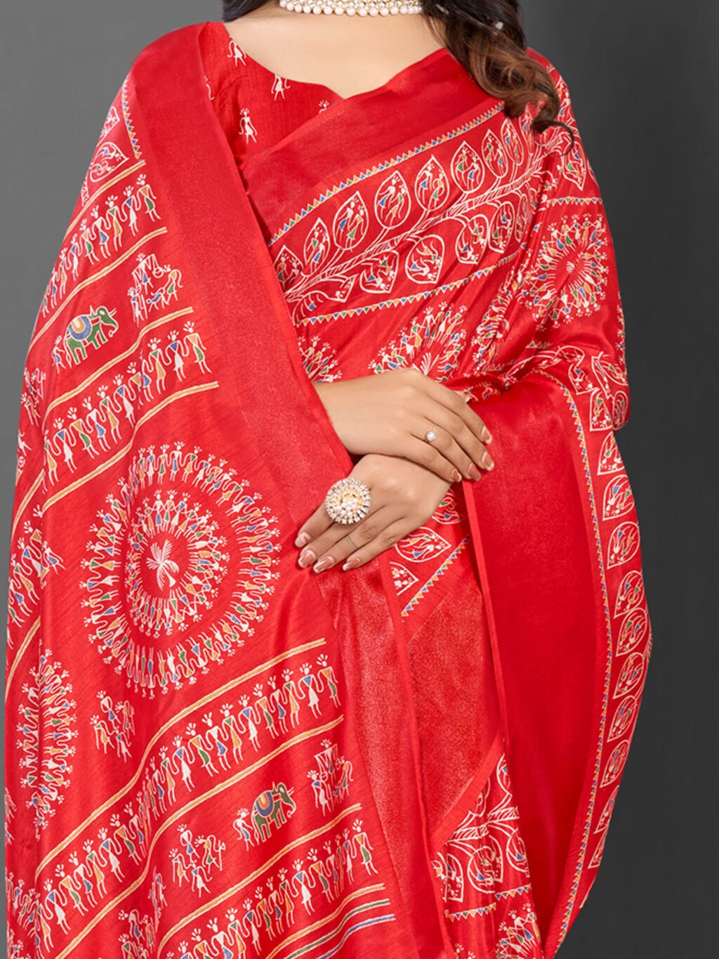 Red Silk Saree - Image 3
